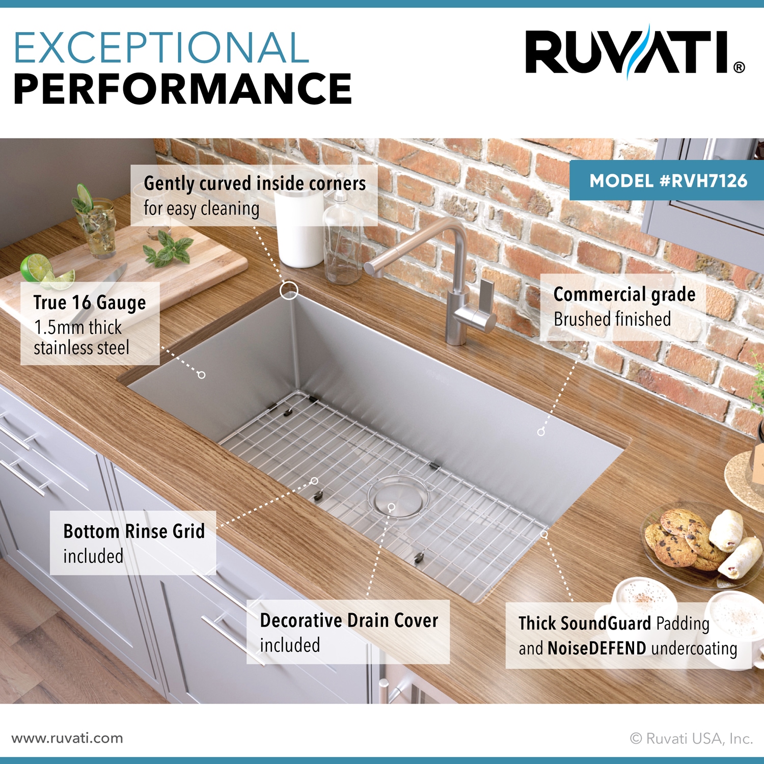 Ruvati RVH7126 Kitchen-Sinks - View #6