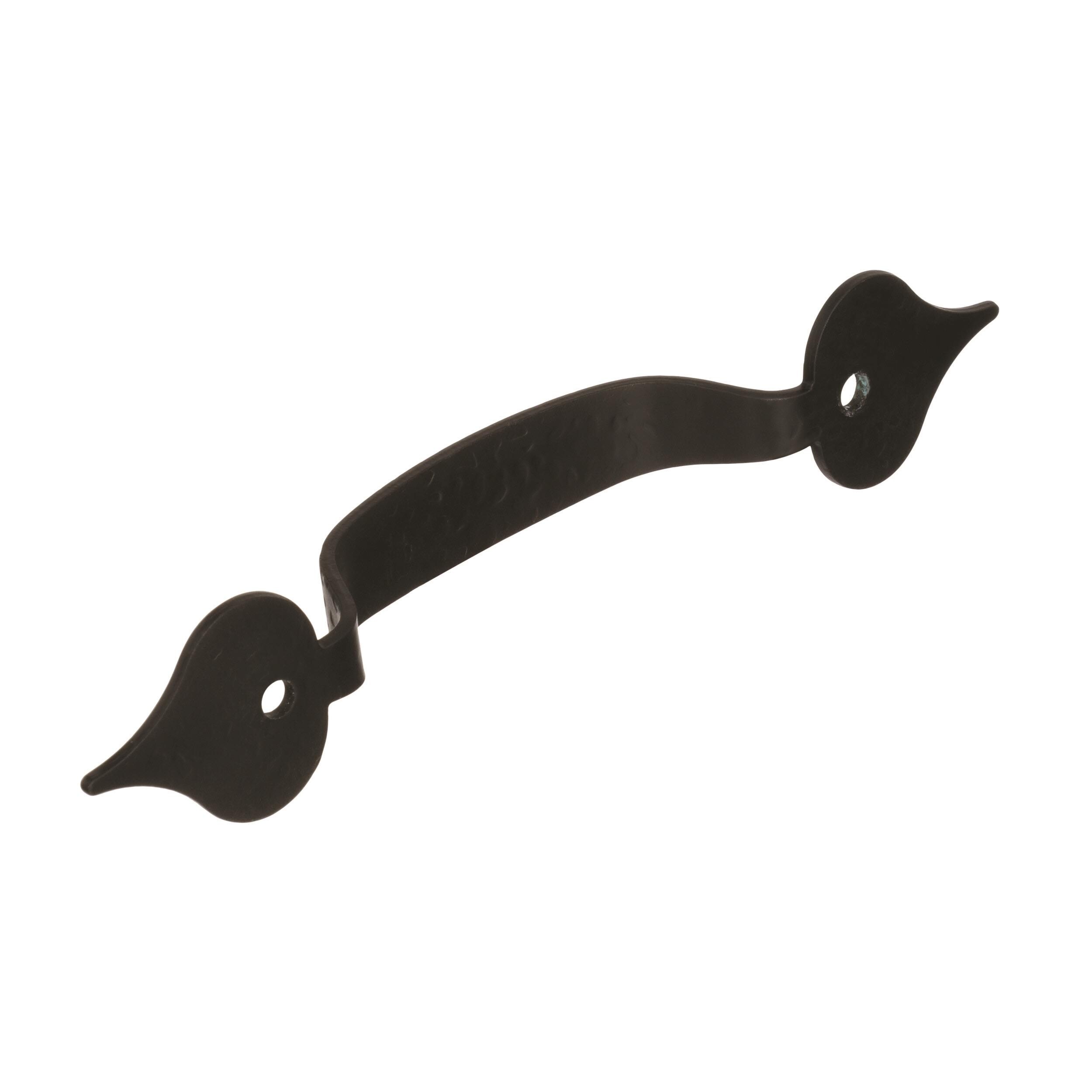 Colonial Black Steel Cabinet Pull with Mounting Hardware