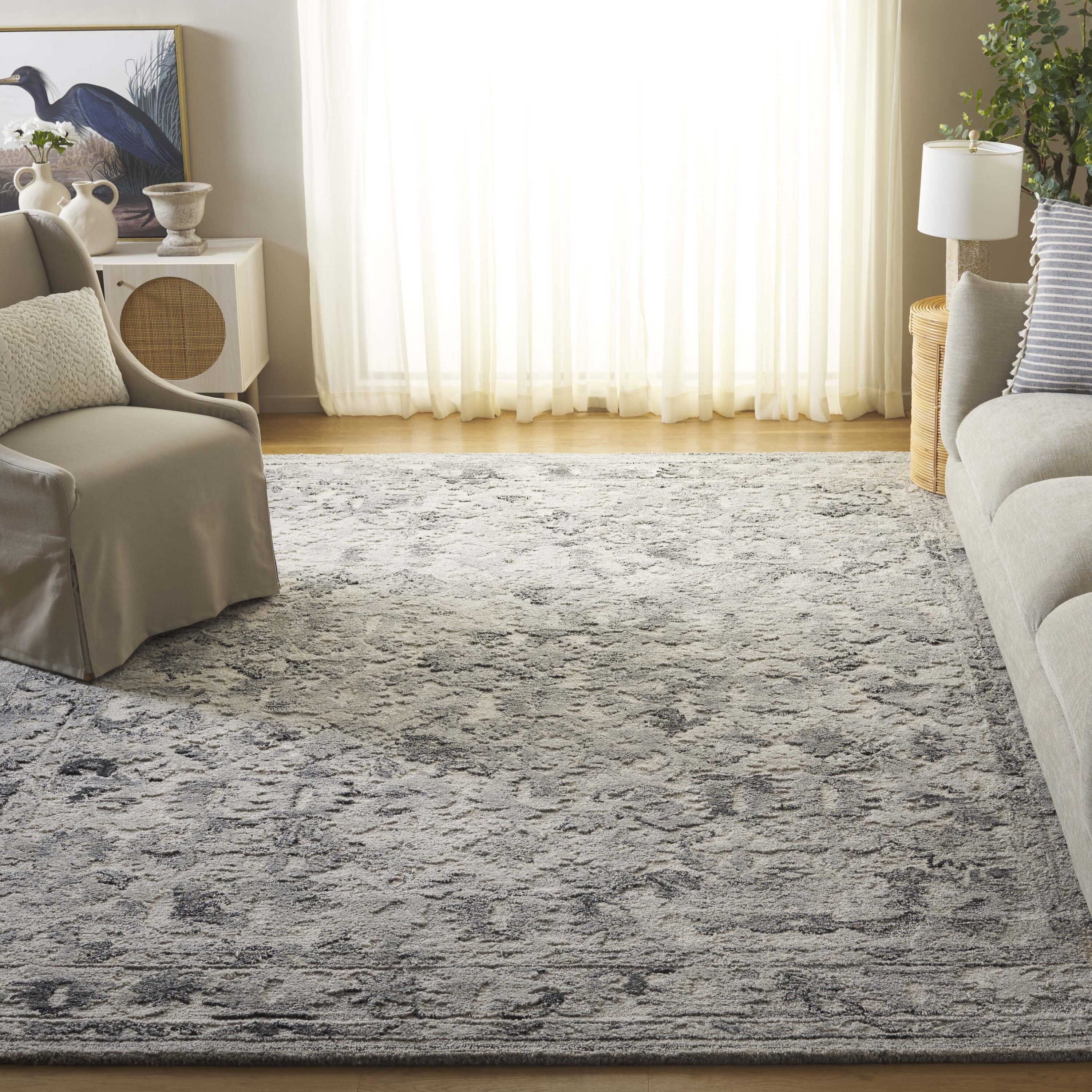  Marquee 126 Light Gray/Charcoal Traditional 9ft x 12ft Large Rectangle Rug
