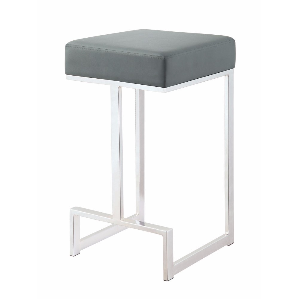 Benzara BM163691 Gray 24.75-in H Counter height Upholstered Metal Backless Bar Stool