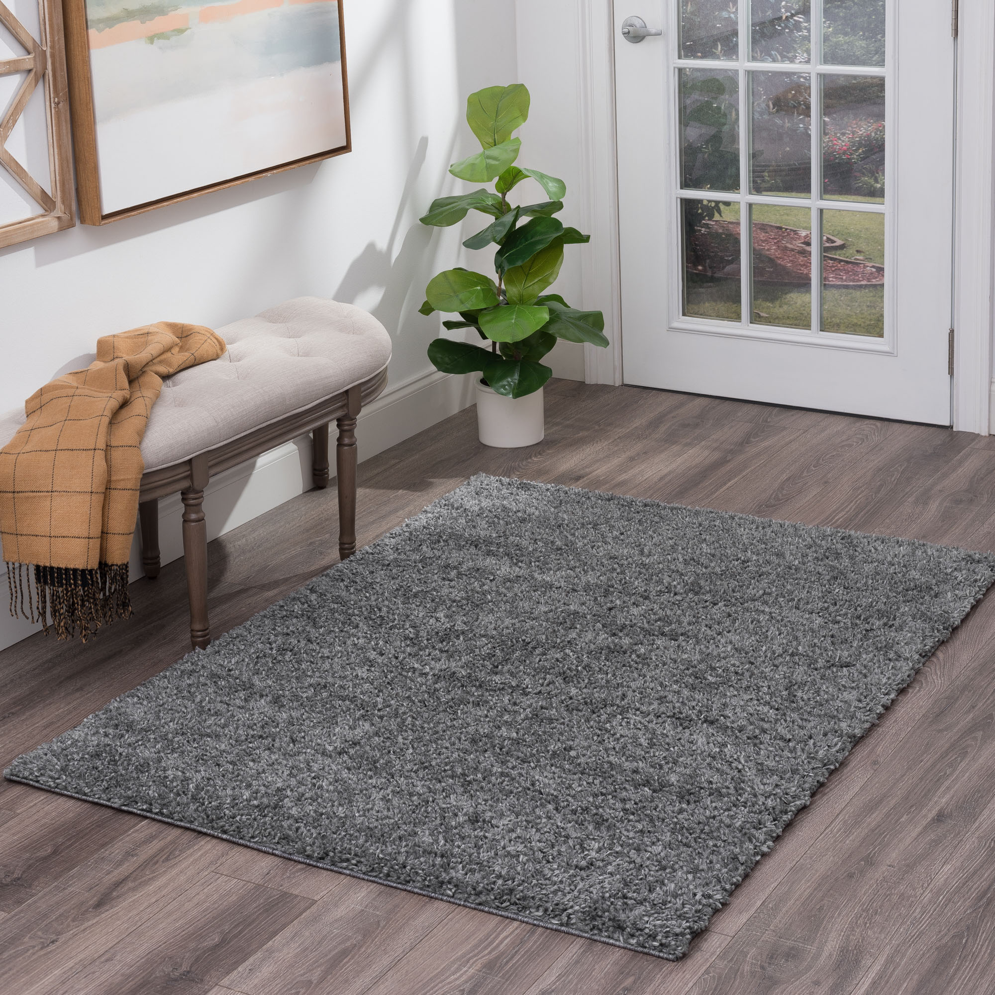 Tayse SOH1301 3X5 Soho Shag 3 x 5 (ft) Loomed Polypropylene Gray Rectangular Indoor Solid Area rug