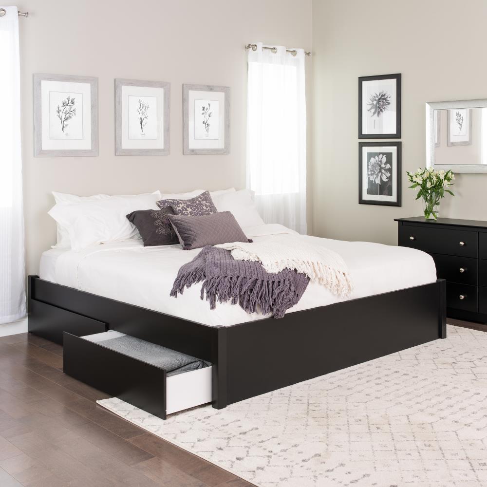 Prepac Select Black King Composite Platform Bed with Storage in the ...