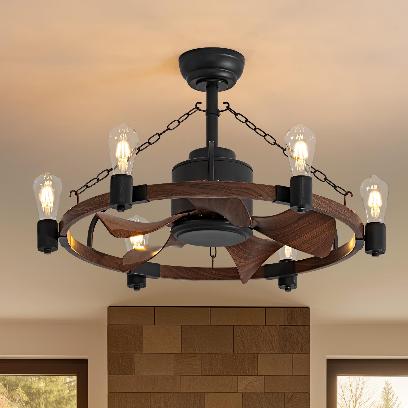 SILJOY D1101-01 Flush mount Ceiling Fan with Light and Remote Control Include