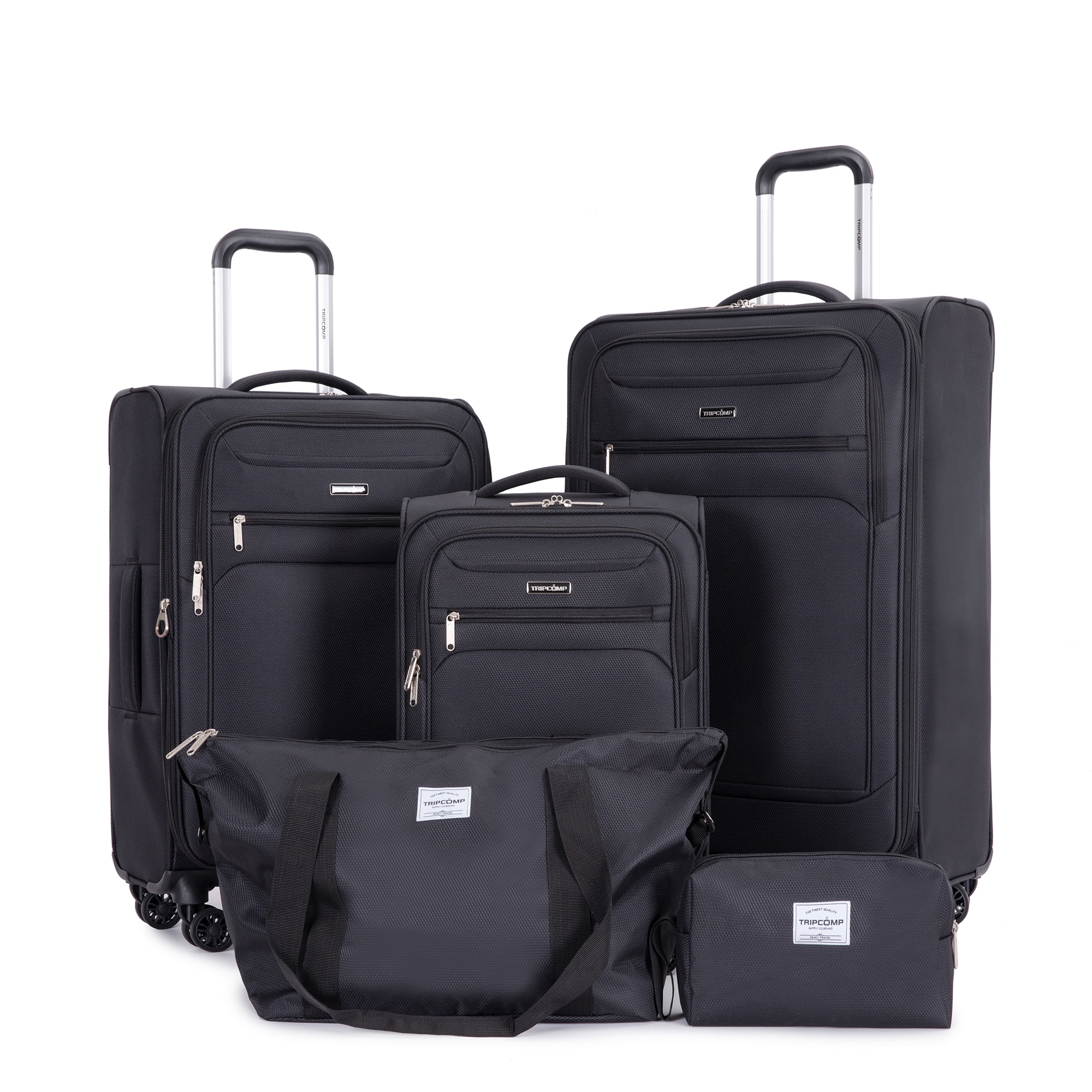 SINOFURN SYD9400015BK 18.1x11.2x29.5 Black Polyester Softshell Suitcase set 5 -Bag