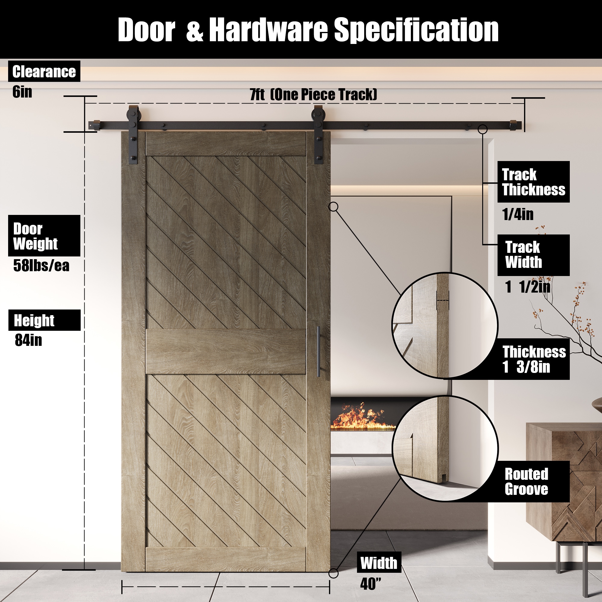 HOMACER YT1H084C-XT2-4084-GR Barn-Doors - View #2