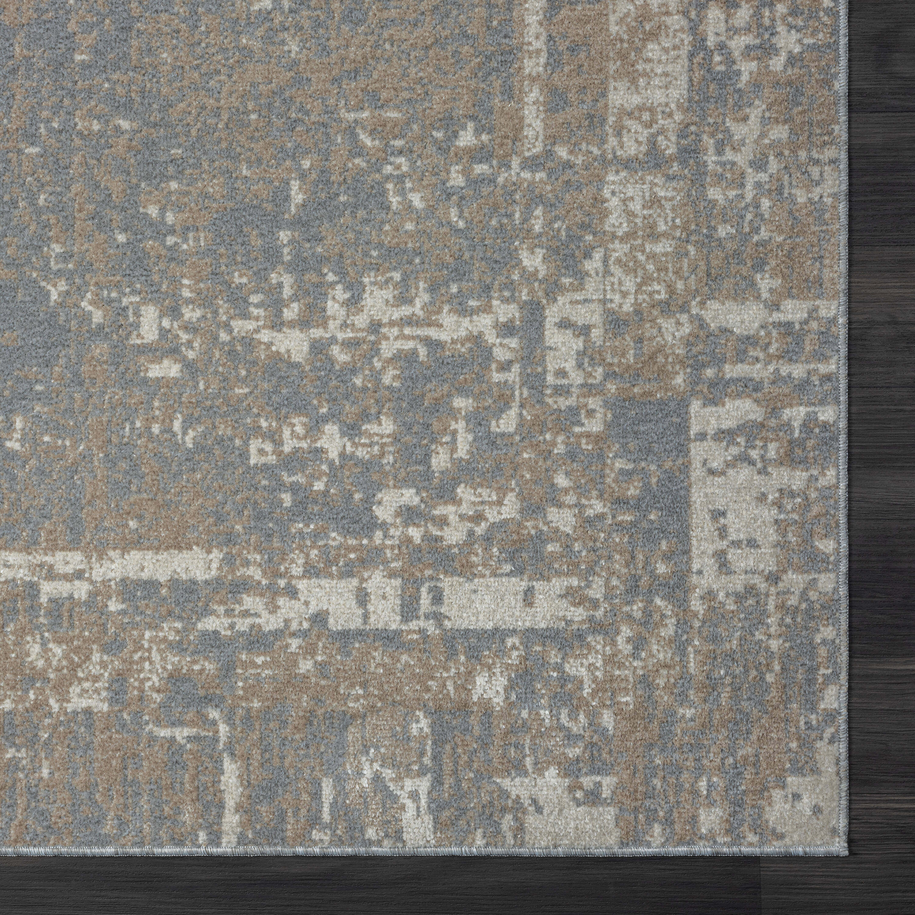 Lellani Gray Abstract Washable 5' x 7' Area Rug