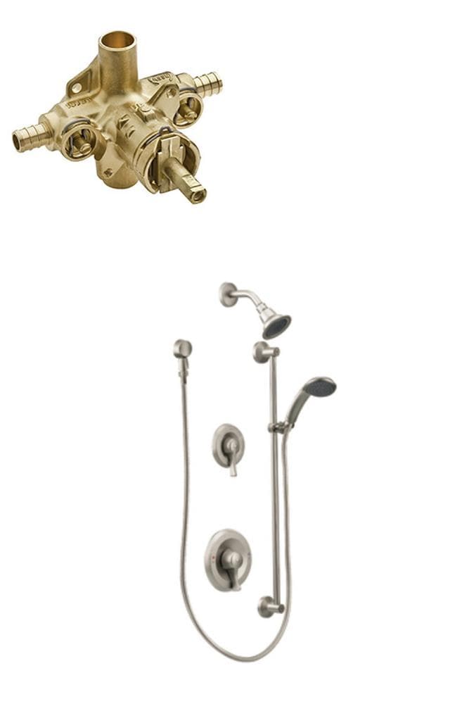 Moen T8342CBN-8373HD-L Commercial Brushed Nickel 2-handle Multi-head 3.1875-Inches Bathtub and shower Faucet with Valve