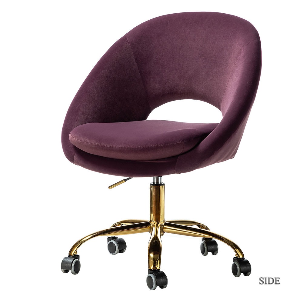 14 Karat Home CHM6075O-PURPLE Purple Contemporary Ergonomic Adjustable Height Swivel Polyester Task Chair