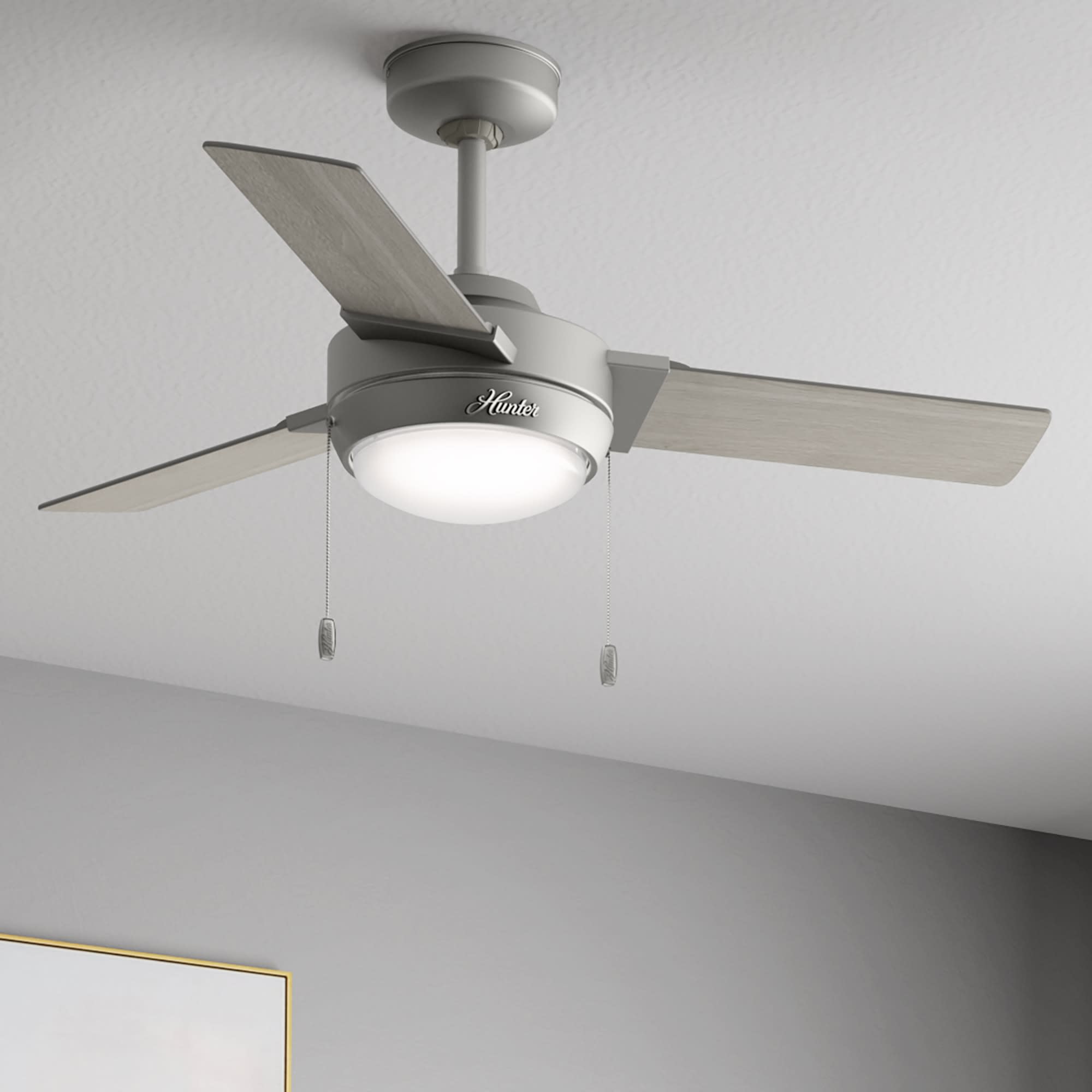 Hunter Mesquite 44-in Matte Silver LED Indoor Ceiling Fan with Light (3 ...