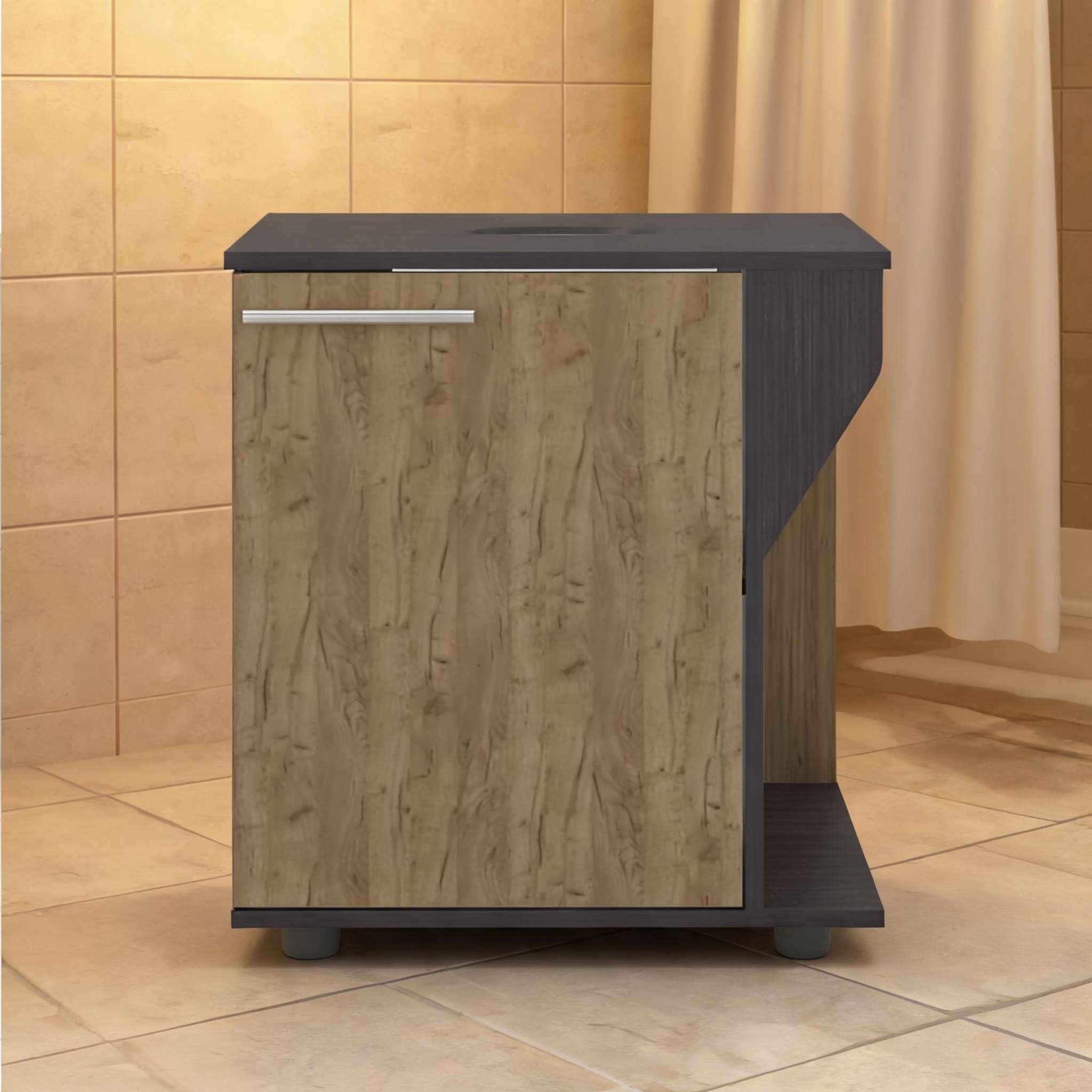 Naturefalls - Bathroom Vanity Storage Cabinet Freestanding Under-Sink Unit with Cut-Out Back Doub...