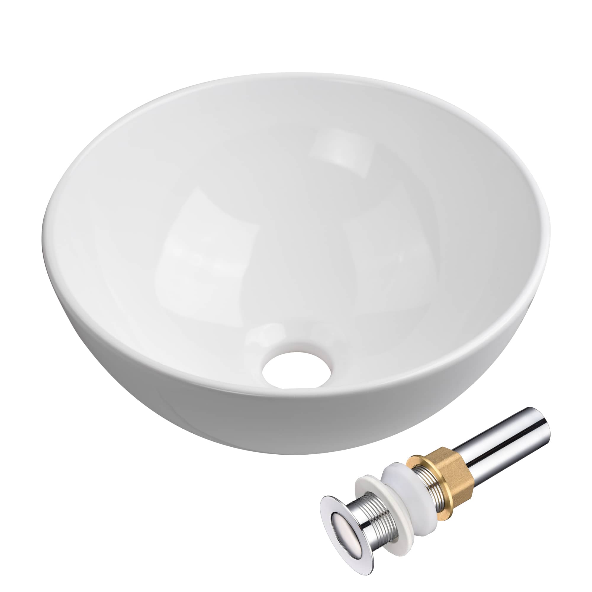Yescom 80PSK018-8206-07-LO 12 inch Vessel Sink Above Counter Washing Basin Bowl Bathroom Porcelain Sink with Drain Counter Top Lavatory