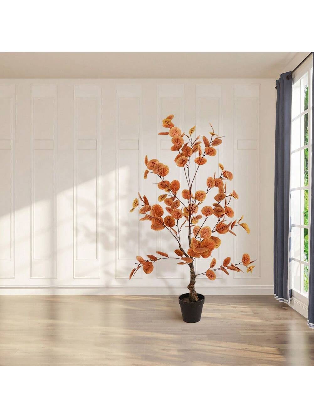 WhizMax GGL-PHO-34LNHJJY 1Pack Autumn Eucalyptus Artificial Tree  3ft Fake Eucalyptus Plants Fall Eucalyptus Tree Autumn Ficus Fall Tree Artificial Silk Plants For Patio Porch Home Garden Indoor Outdoor Decor 90cm