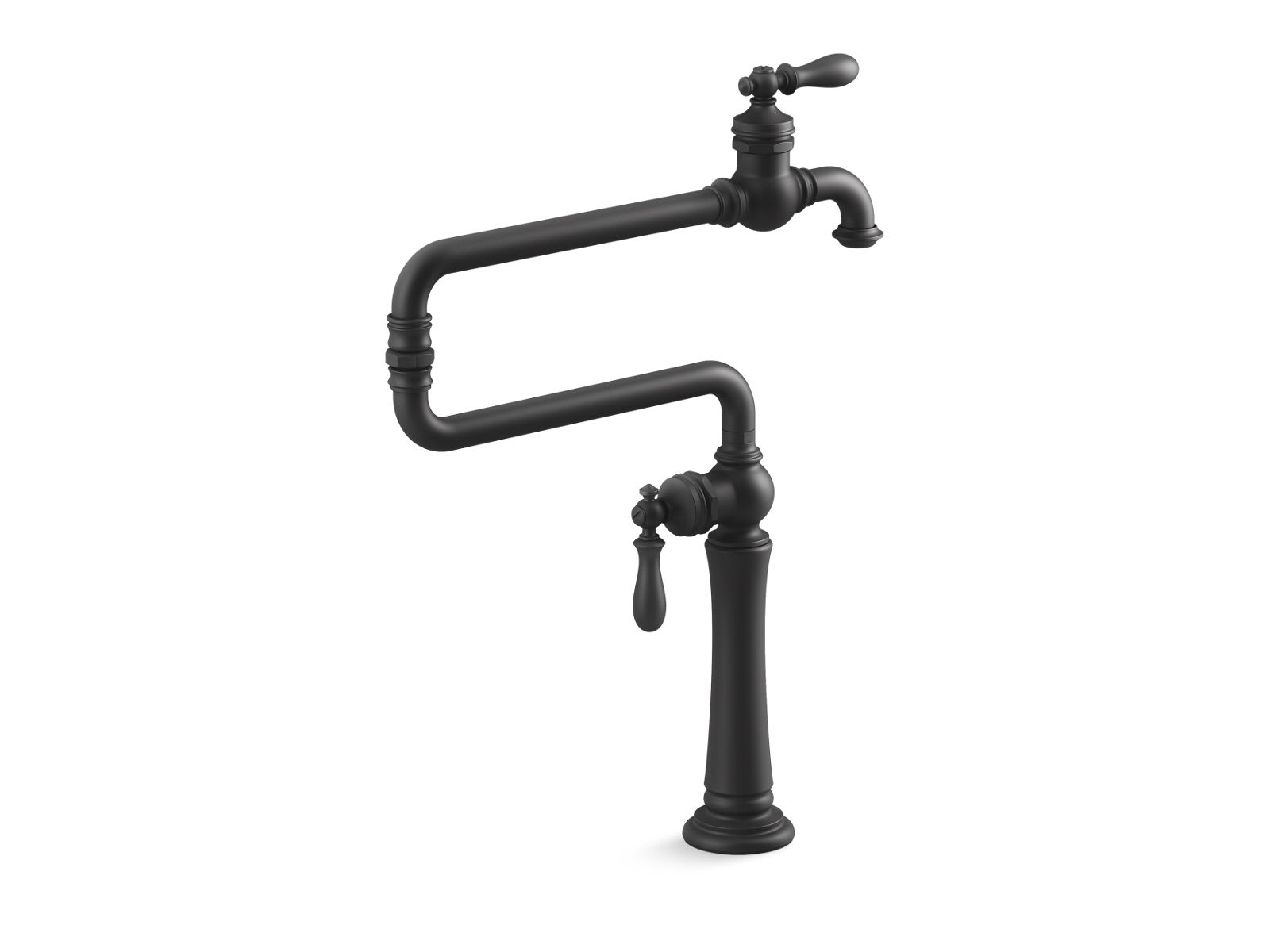 KOHLER 99271-BL Artifacts 3.2 GPM Deck Mount Pot Filler in Matte Black with Lever Handles