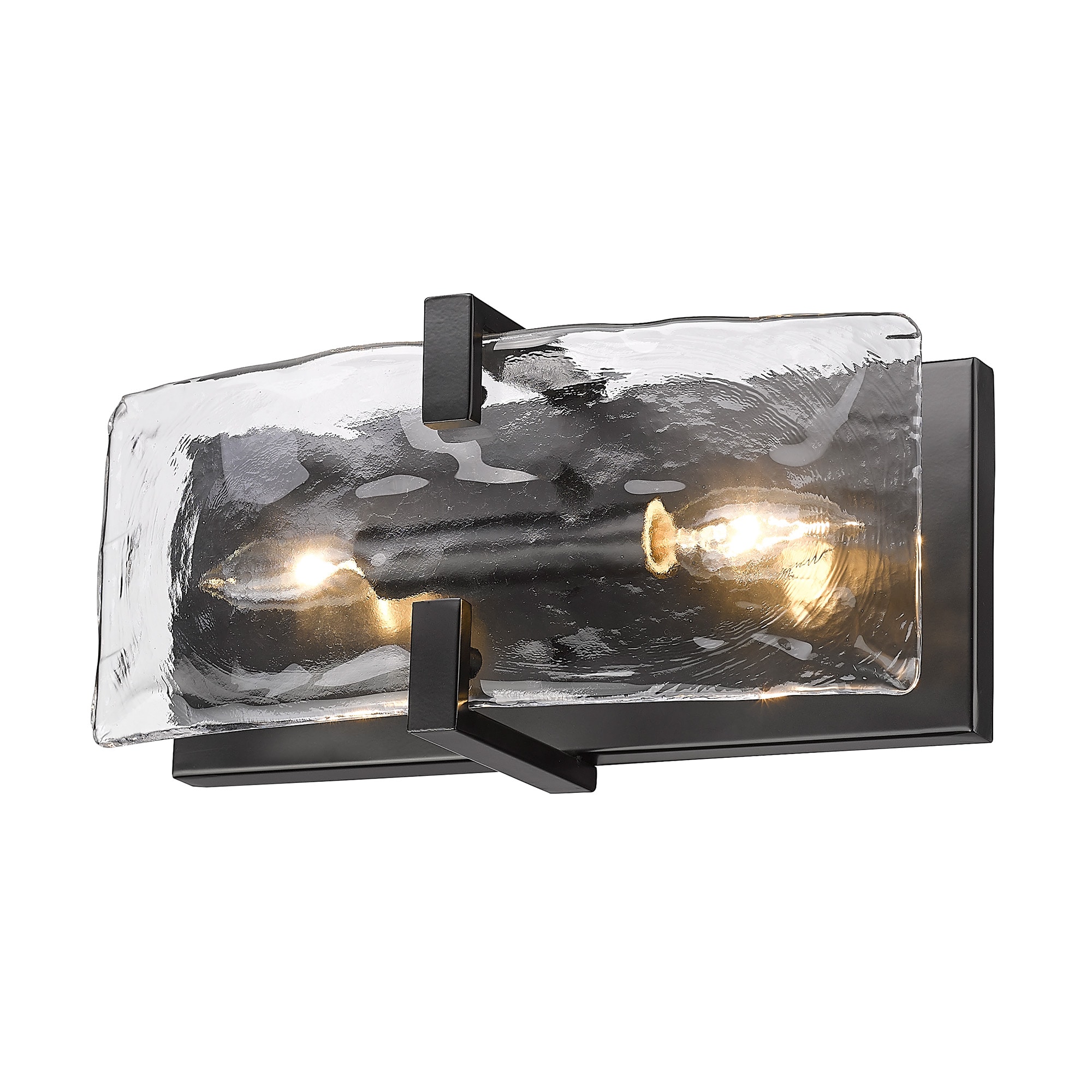 Black Hammered Glass Dimmable Wall Sconce