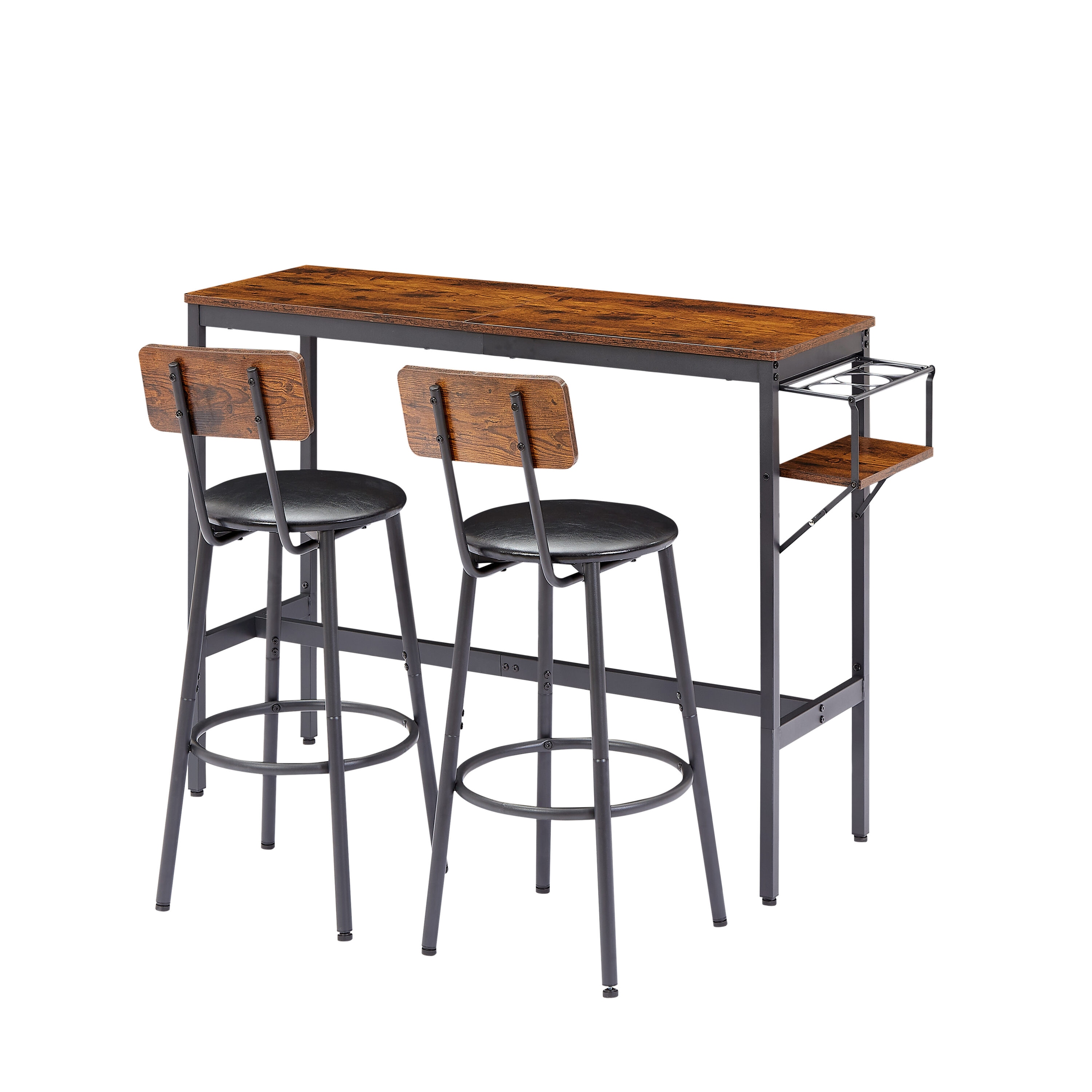WELLFOR GIS1162104985 3 -Piece Black Patio Dining Set Steel Rectangle Table with 2 Stationary Chairs