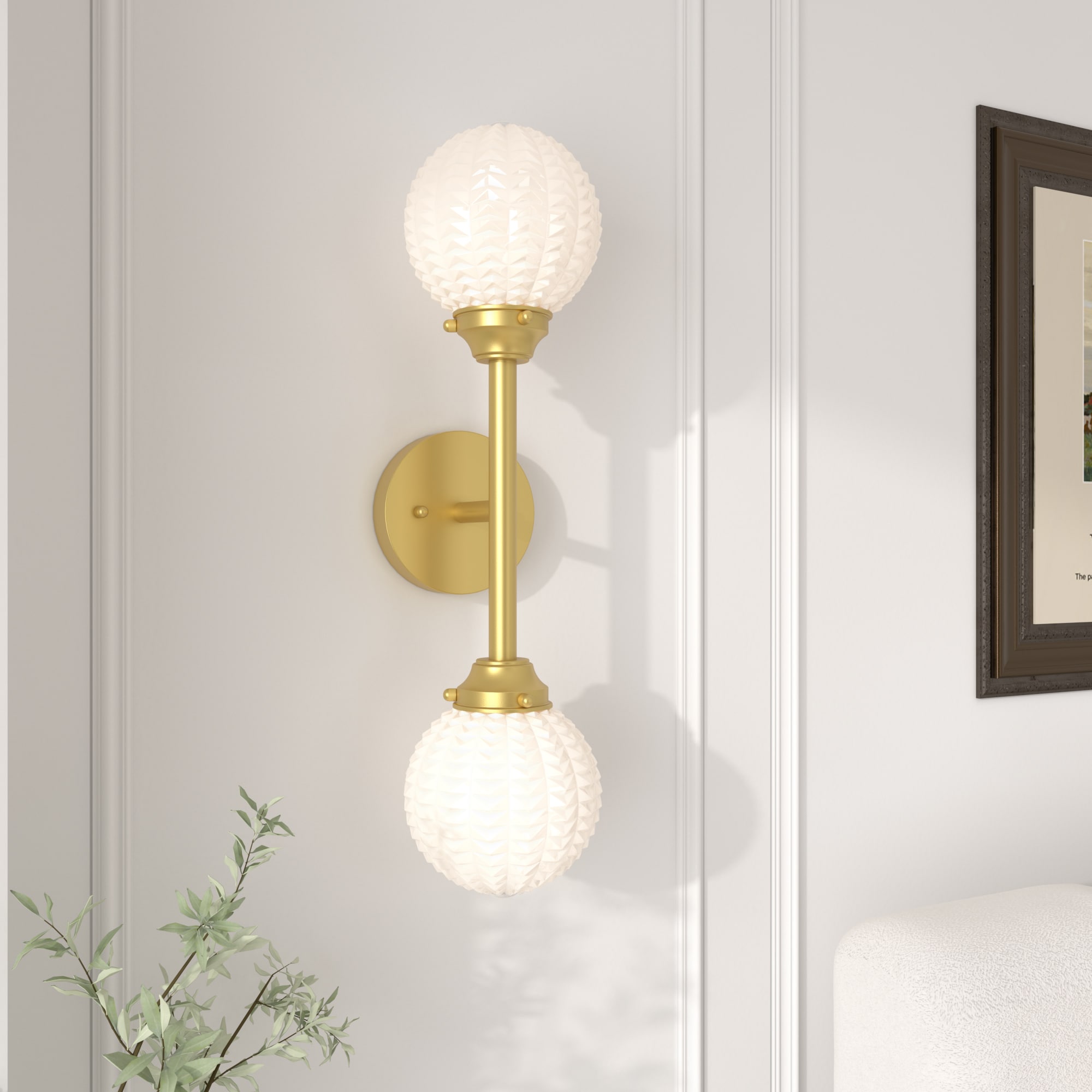 ACROMA Vivie 5-in W 2 -Light Satin Gold Wall Sconce