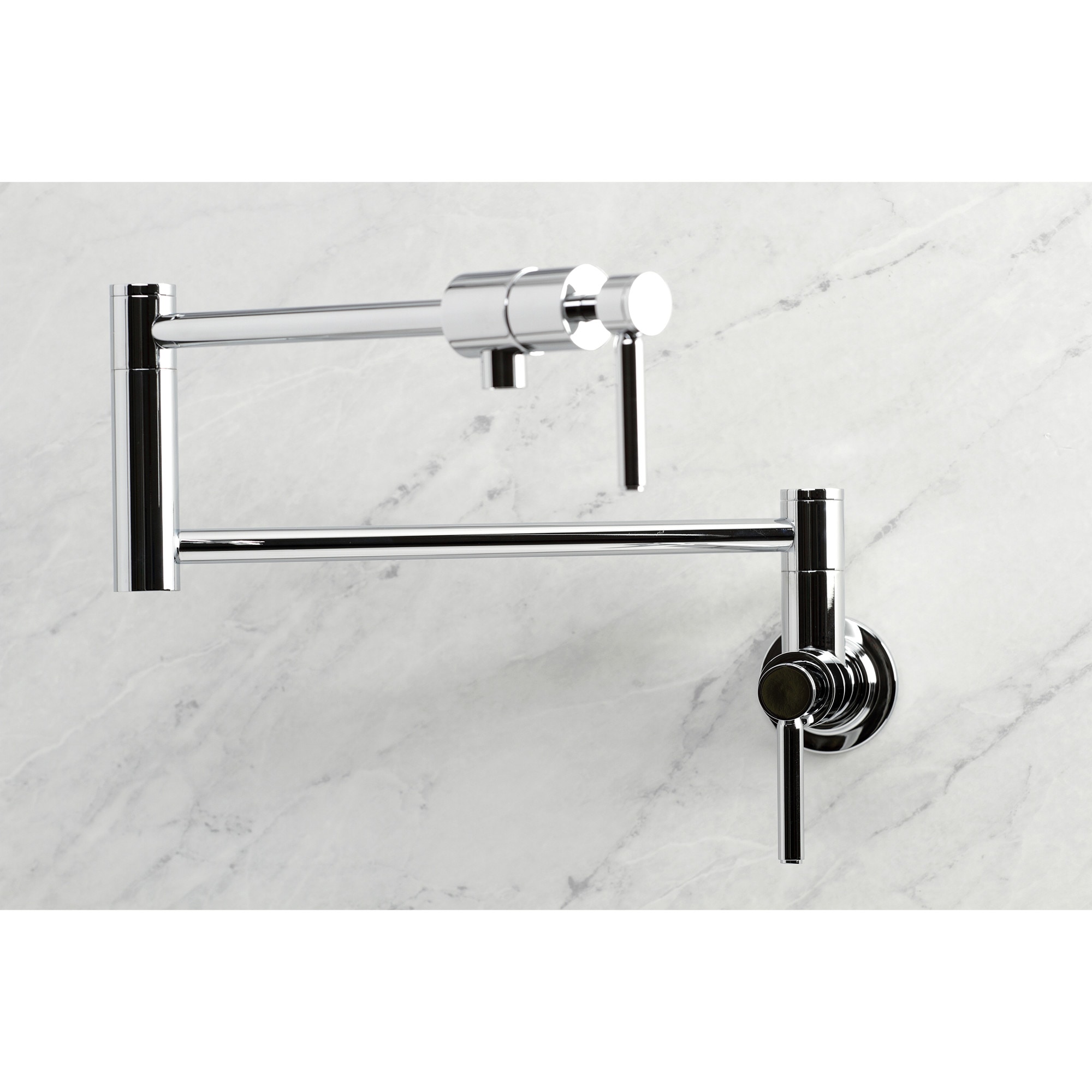 Kingston Brass WLKS4101DL Concord Polished chrome Double Handle Wall-mount Pot Filler Kitchen Faucet with Sprayer