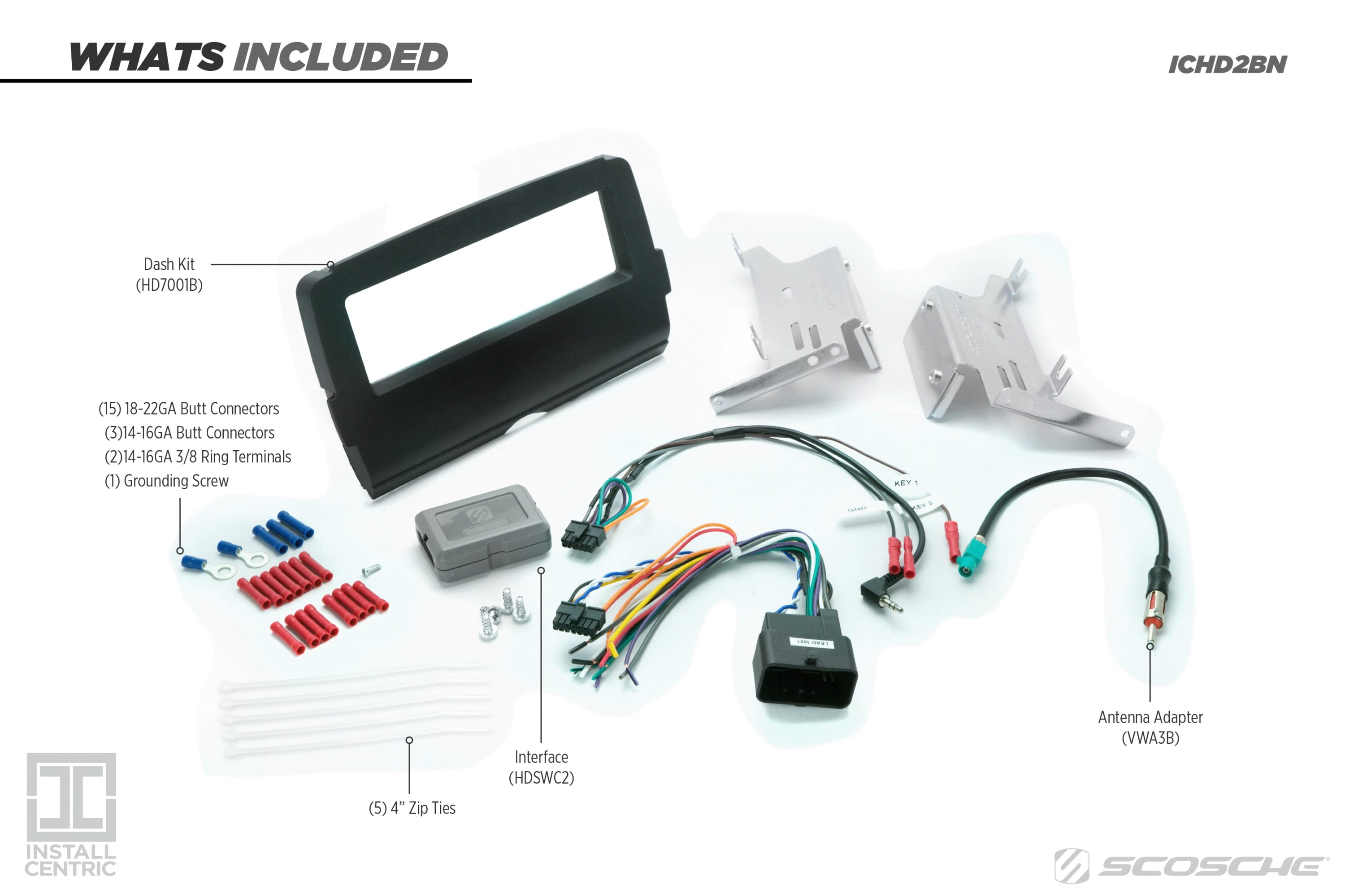Scosche ICHD2BN Harley Davidson 2014-up with Batwing Fairing Complete Interface Installation Solution