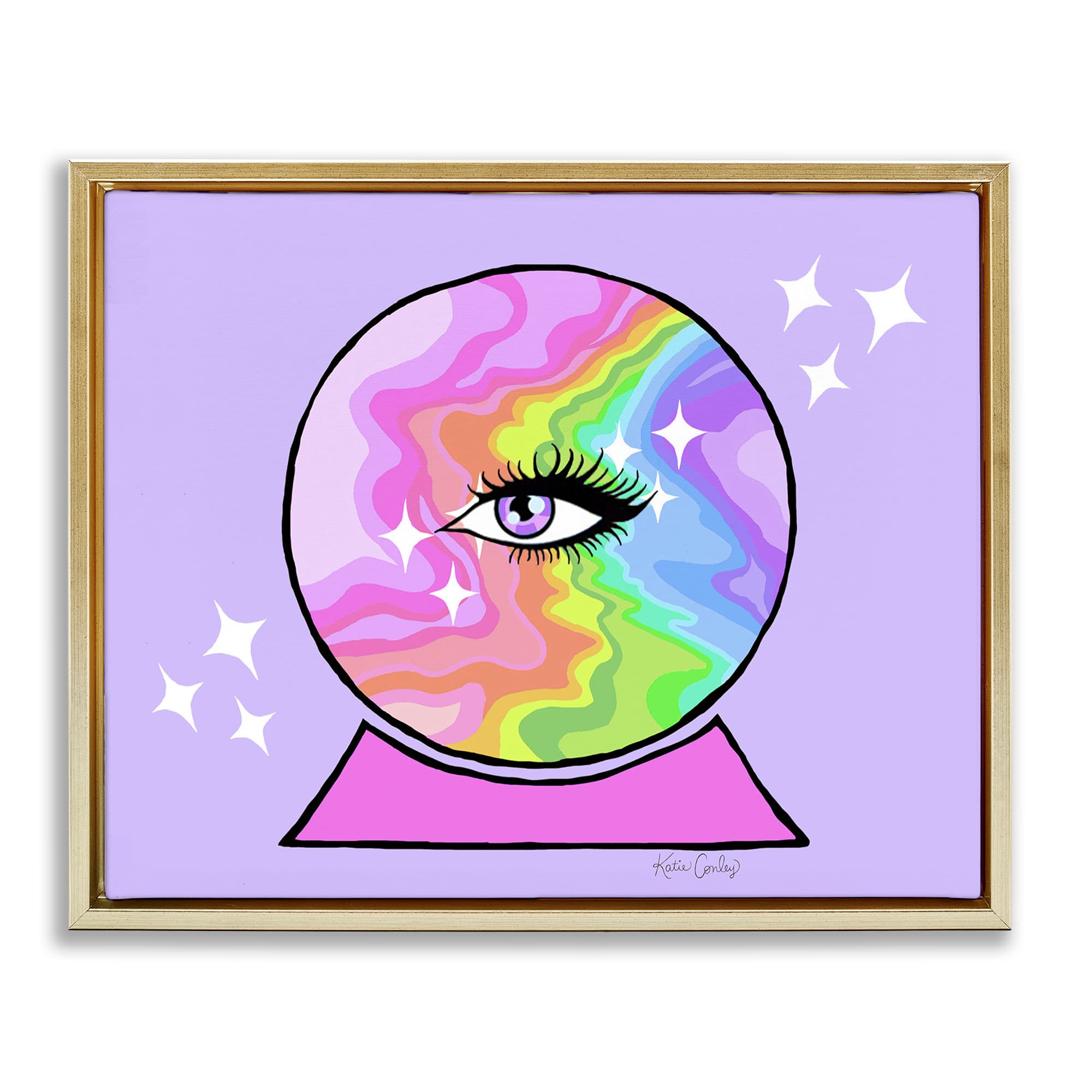 Stupell Industries BS-747-FFG-16X20 Mystical Crystal Ball Eye Gold Framed Floater Canvas Wall Art By Katie Conley 21 x 17
