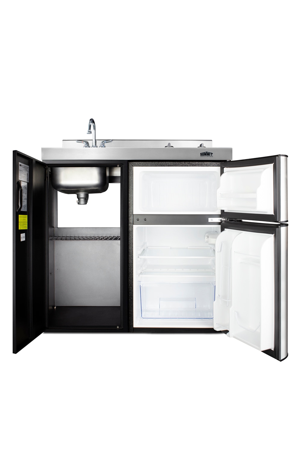 36" Black and Gray All-in-One Kitchenette with Smooth-Top Cooktop and Refrigerator