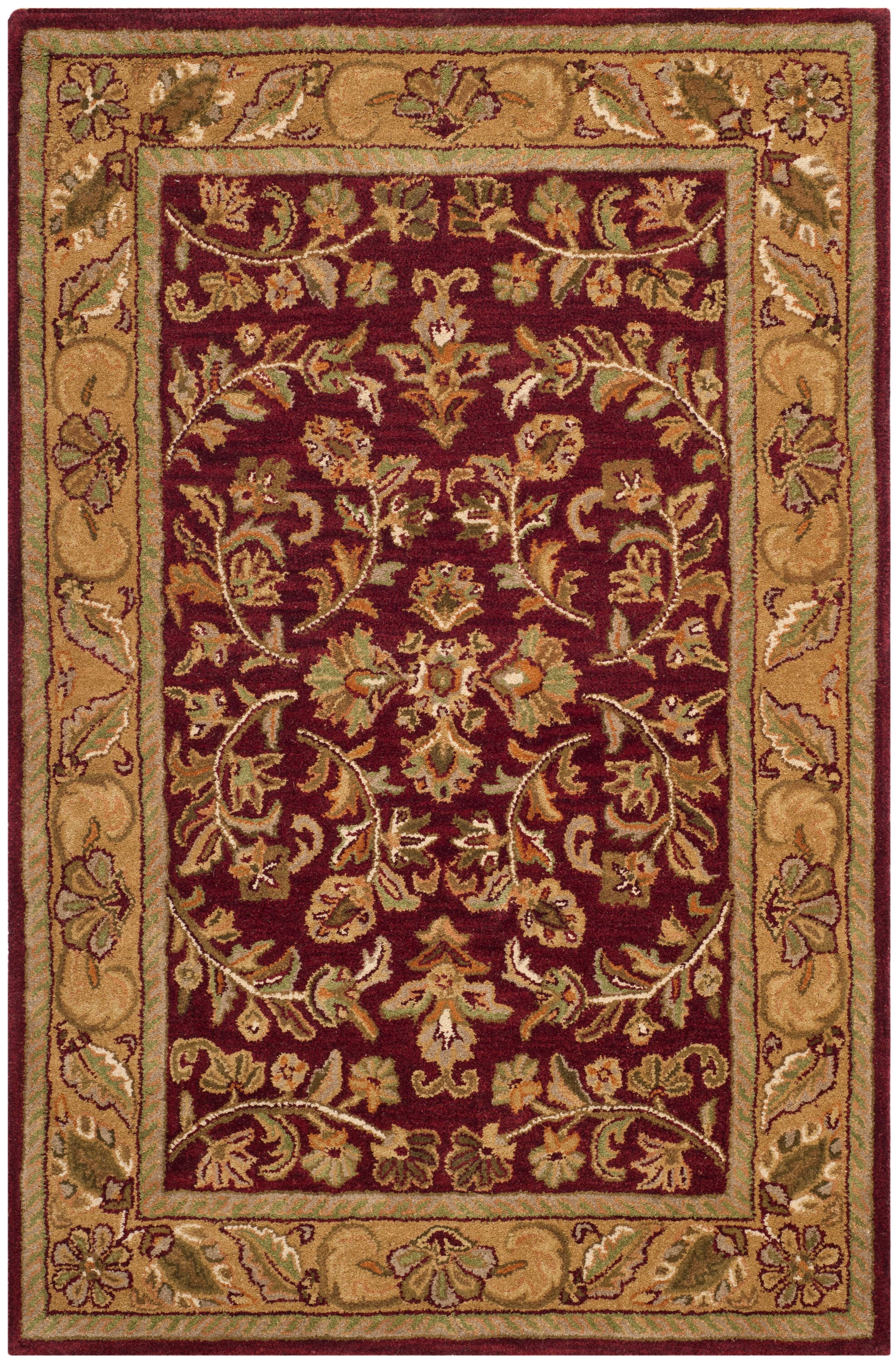 Hand-Tufted Red and Gold Wool 3' x 5' Area Rug