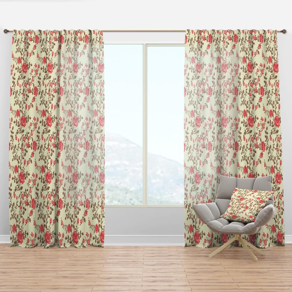 Designart CTN18772-52-90 90-in Yellow Floral Room darkening Thermal lined Rod pocket Single curtain panel