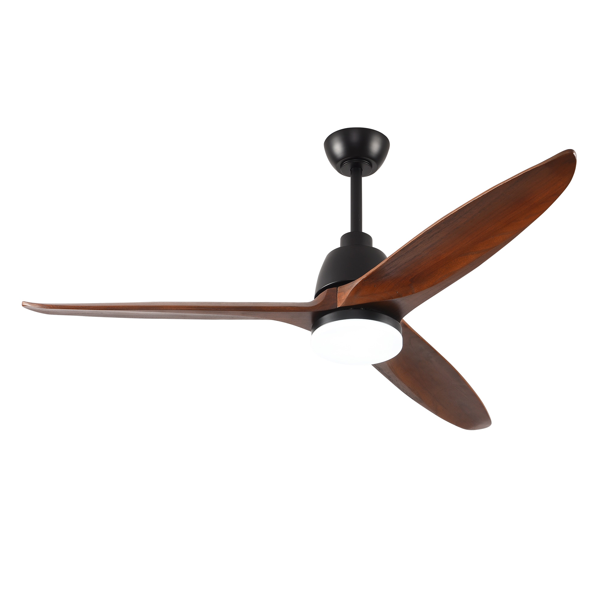 SINOFURN SYF110024BK 52-in Color-Changing Integrated LED Outdoor Black + Brown with Wood Blades Ceiling Fan With Light 3 -Blade )