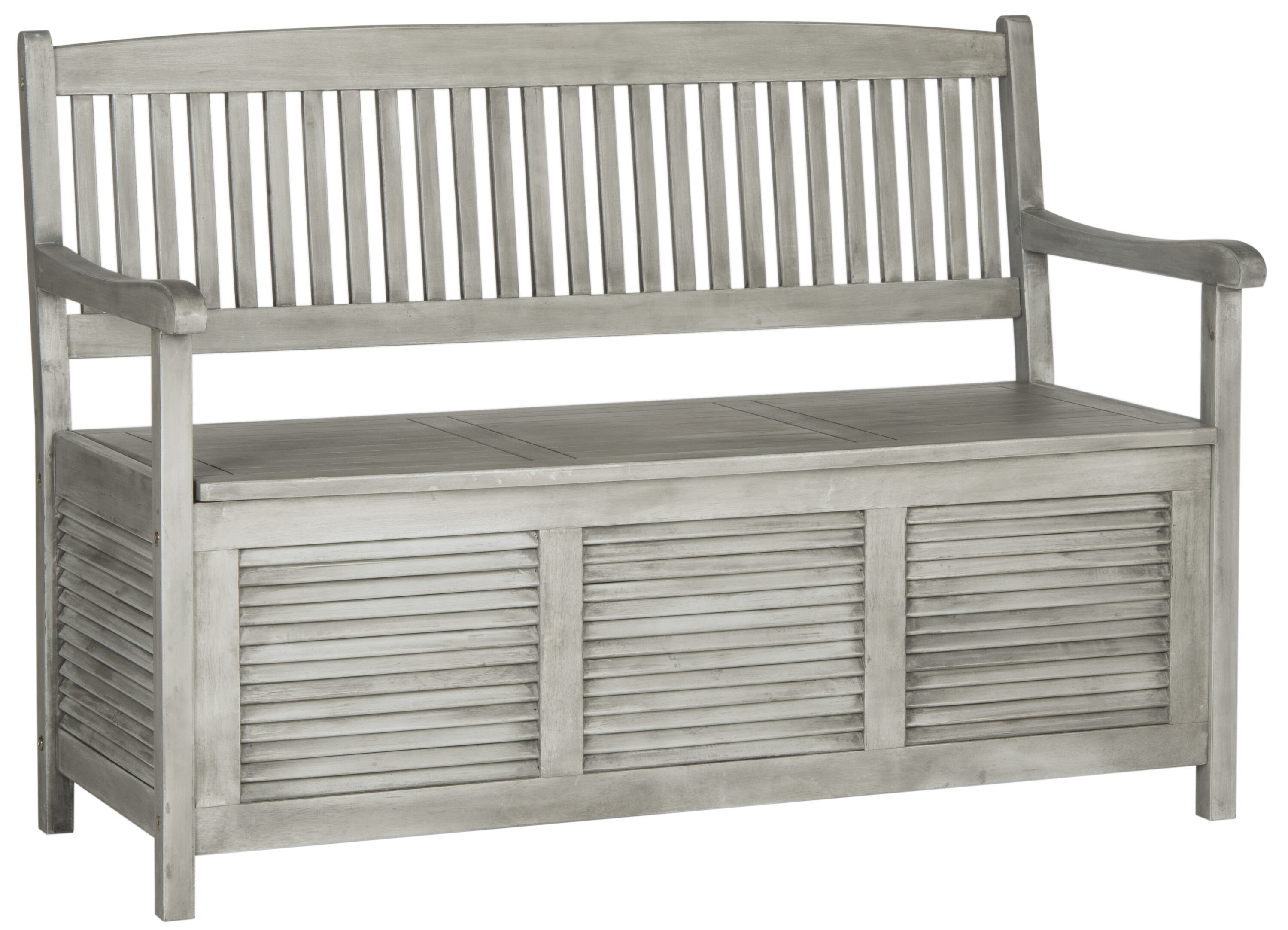 Transitional Gray Acacia Wood Storage Bench - 50"