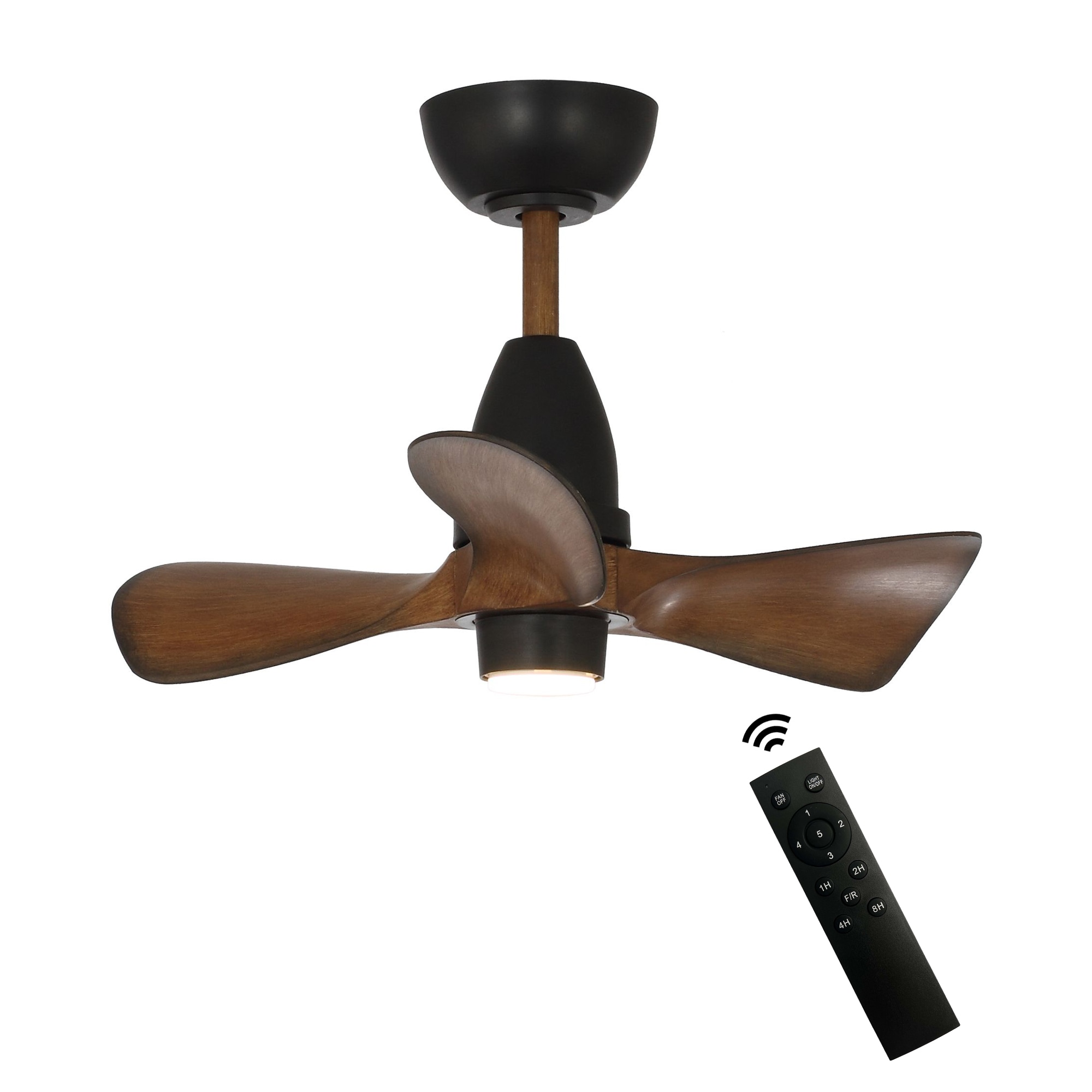 Parrot Uncle F6263110V 28-in Integrated LED Matte Black with Dark brown Blades Ceiling Fan With Light - Remote Included ( 3 -Blade )