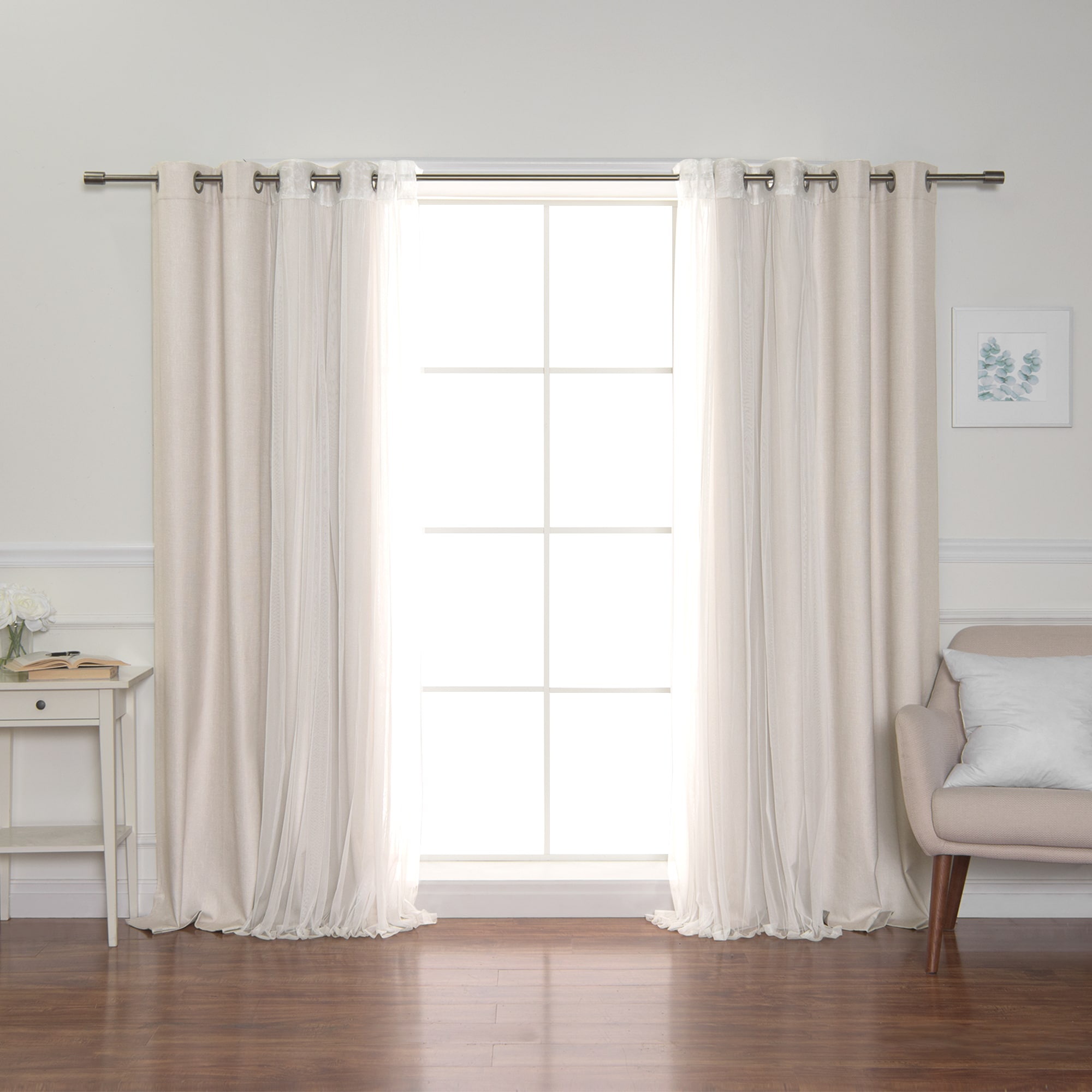 Best Home Fashion MM-GS-JC-12-96-LINEN 96-Inches Linen Blackout Standard lined Grommet Curtain panel 4-pack