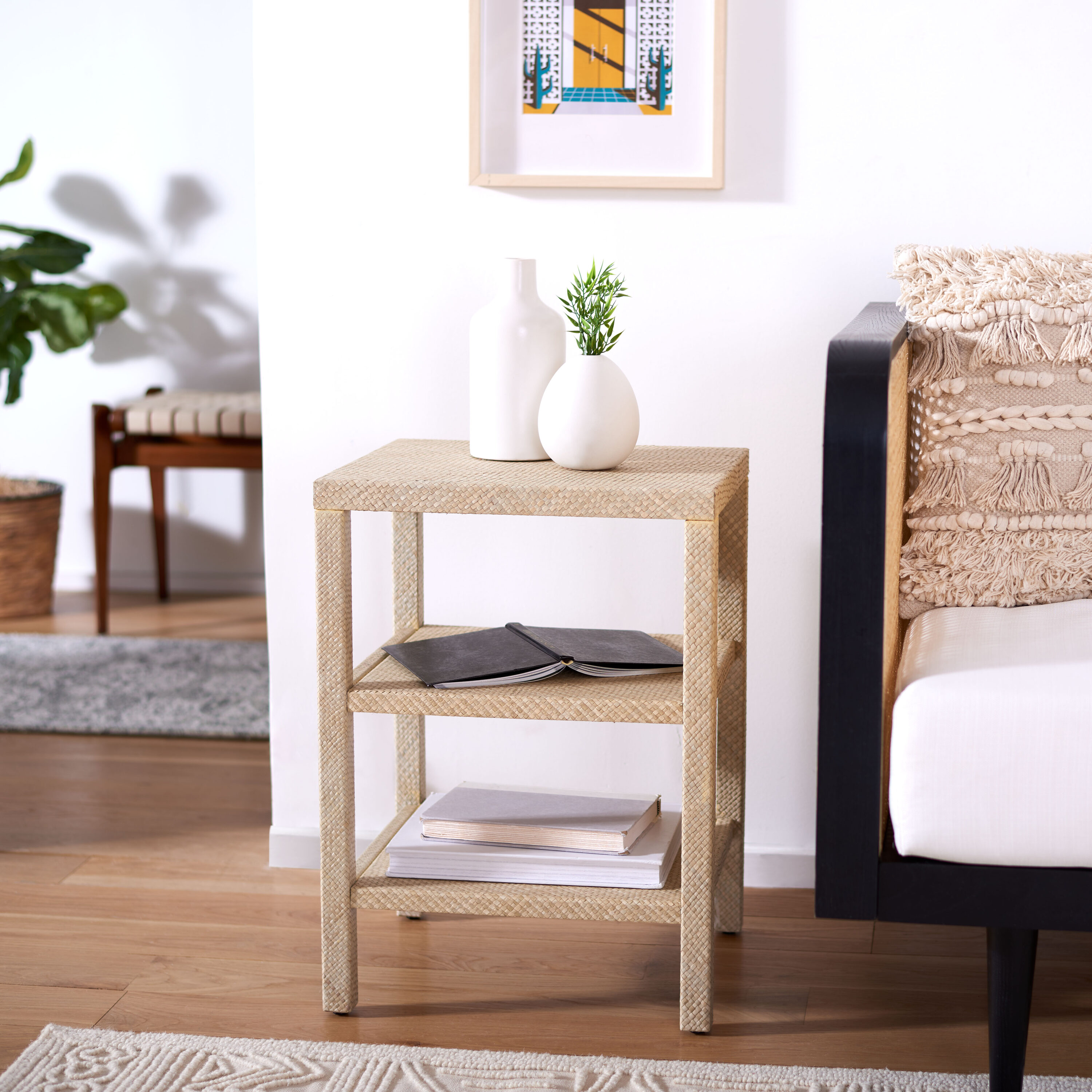 Safavieh ACC6603A Apis Coastal Style Raffia 2 Shelf Accent Table/ Light Natural