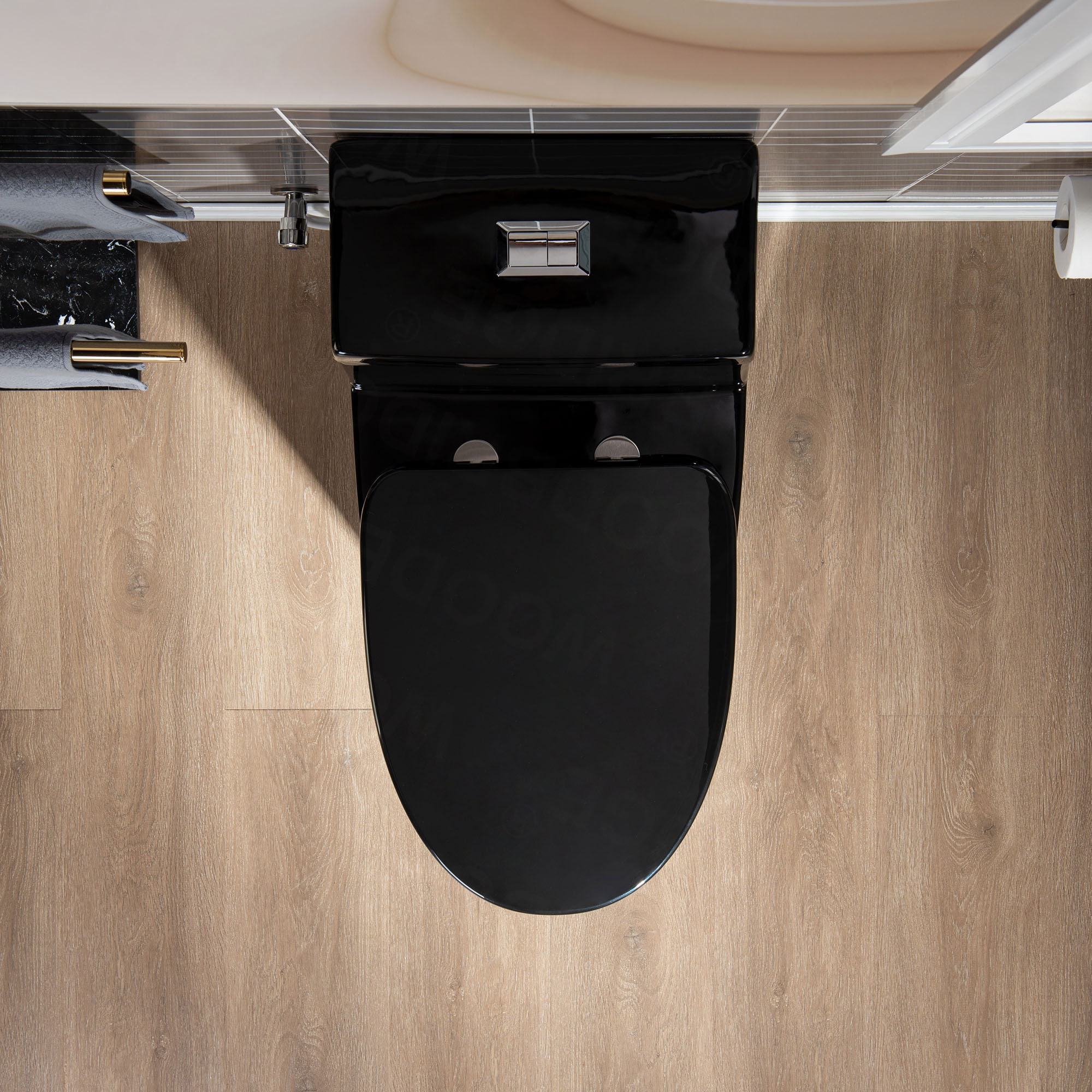 Buy WOODBRIDGEE One Piece Toilet with Soft Closing Seat, Chair Height, 1.28  GPF Dual, Water Sensed, 1000 Gram Flushing Score Toilet, B0941, Black  Online at desertcartSINGAPORE