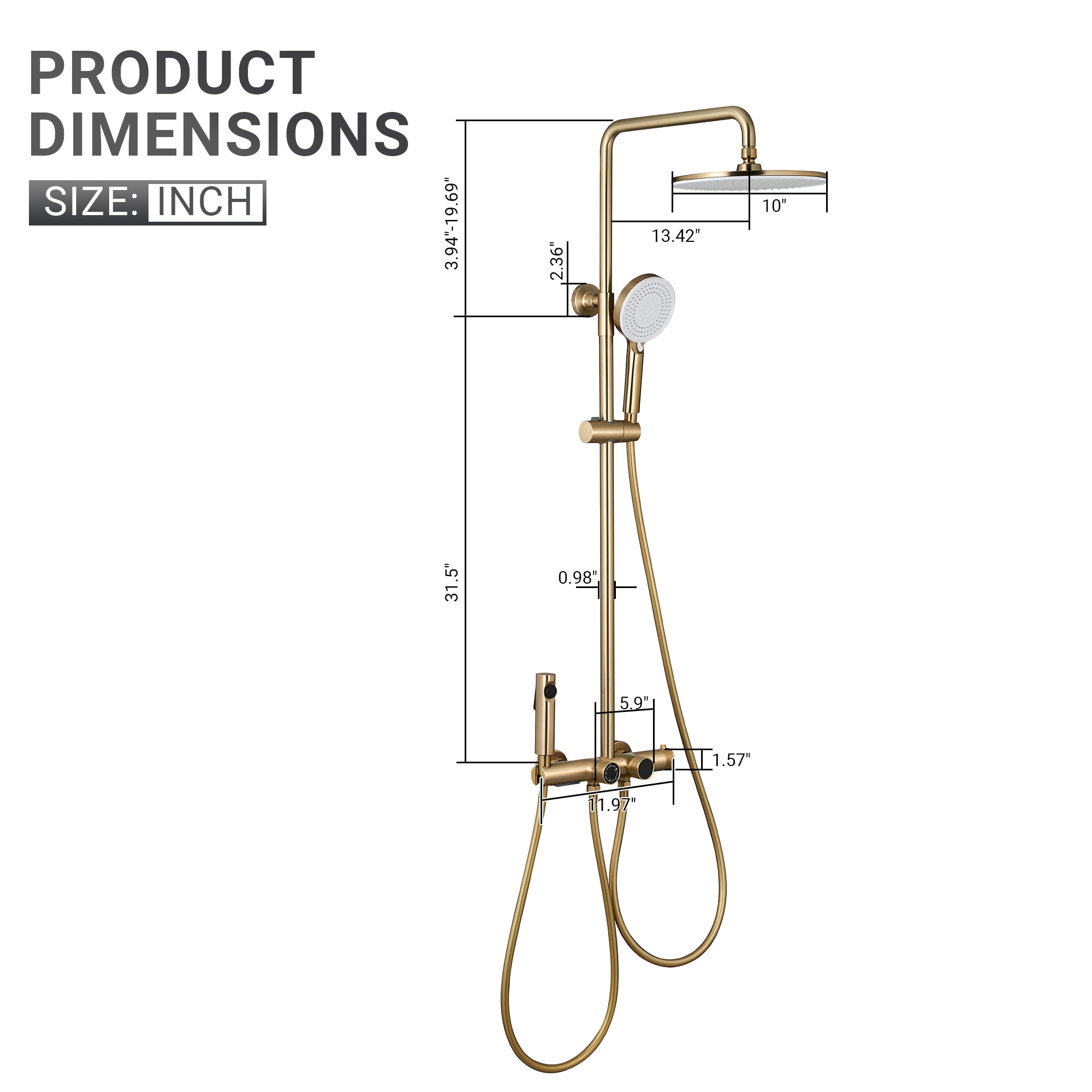 Mondawe AM-S008AC-10BG Showerhead-Bar-Panels - View #17