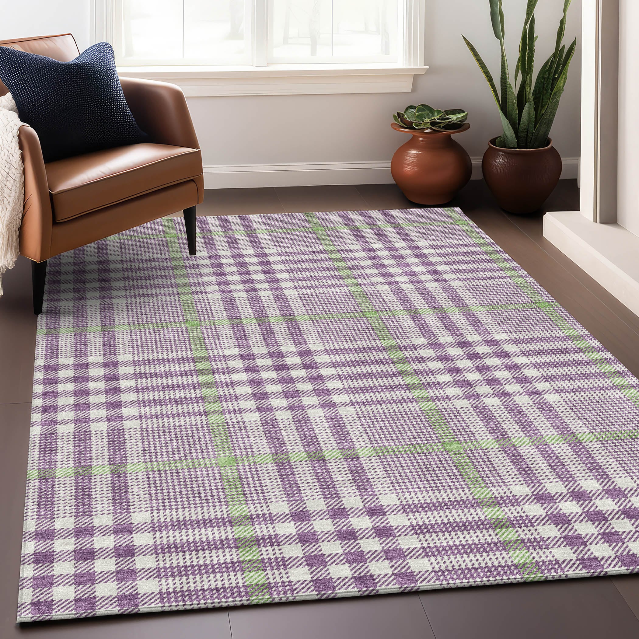 Addison Rugs ACN1054PP3X5 Chantille ACN1054PP 3 x 5 (ft) Polyester Purple Rectangular Indoor/Outdoor Geometric Machine washable Area rug