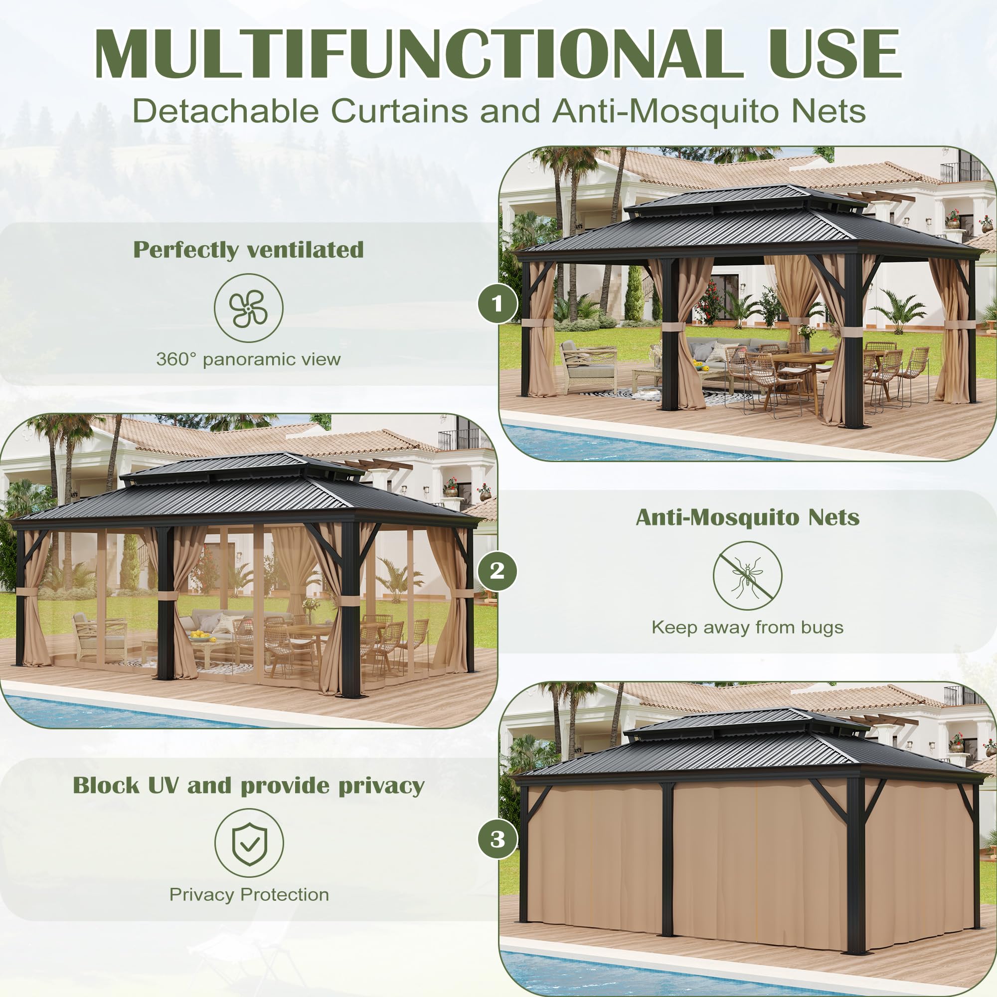 AURA OUTDOOR OAGB-1220 Wood-Resin-Gazebos - View #4