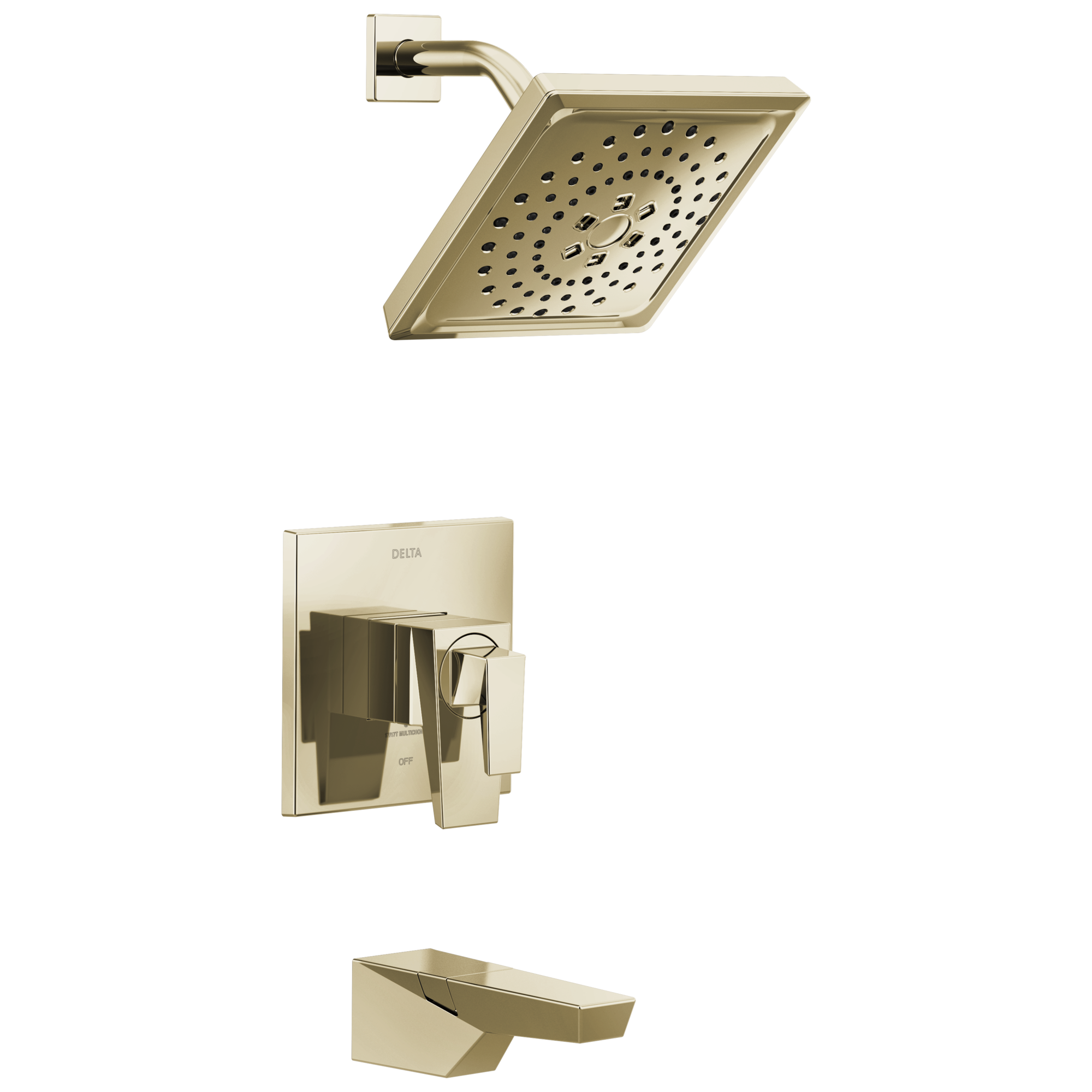 Delta T17443-PN-PR Trillian Lumicoat Polished Nickel 2-handle Multi-function 7.625-Inches Square Bathtub and shower Faucet