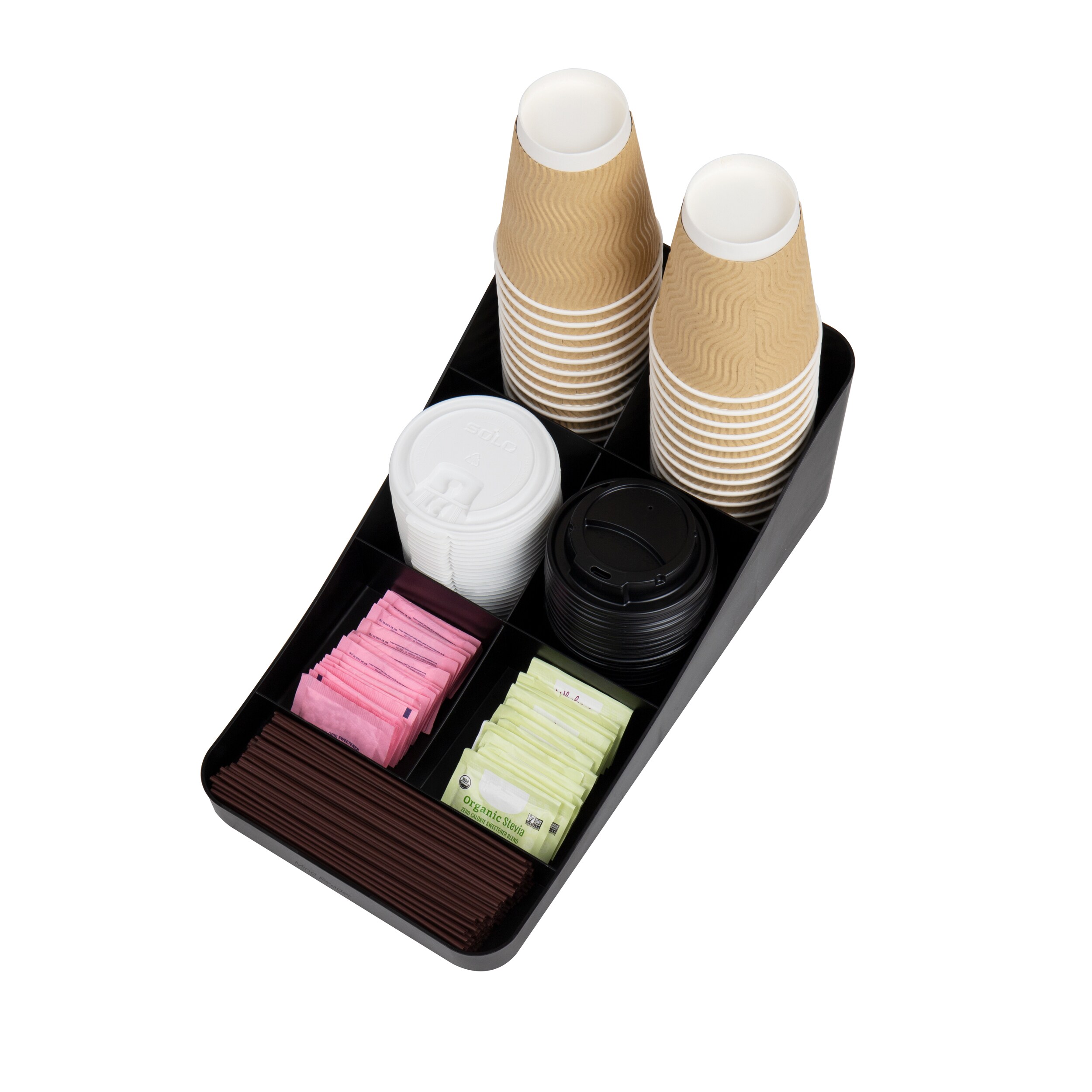 Mind Reader 6 Compartment Coffee Condiment and Cup Organizer - Black