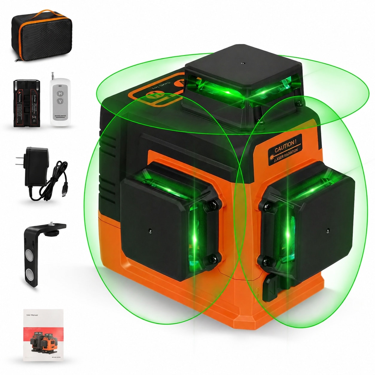 KHKFY  12 Lines Laser Level Self Leveling Three Times 360 Degree Green Cross Line for Construction Picture Hanging Remote Controller renewable