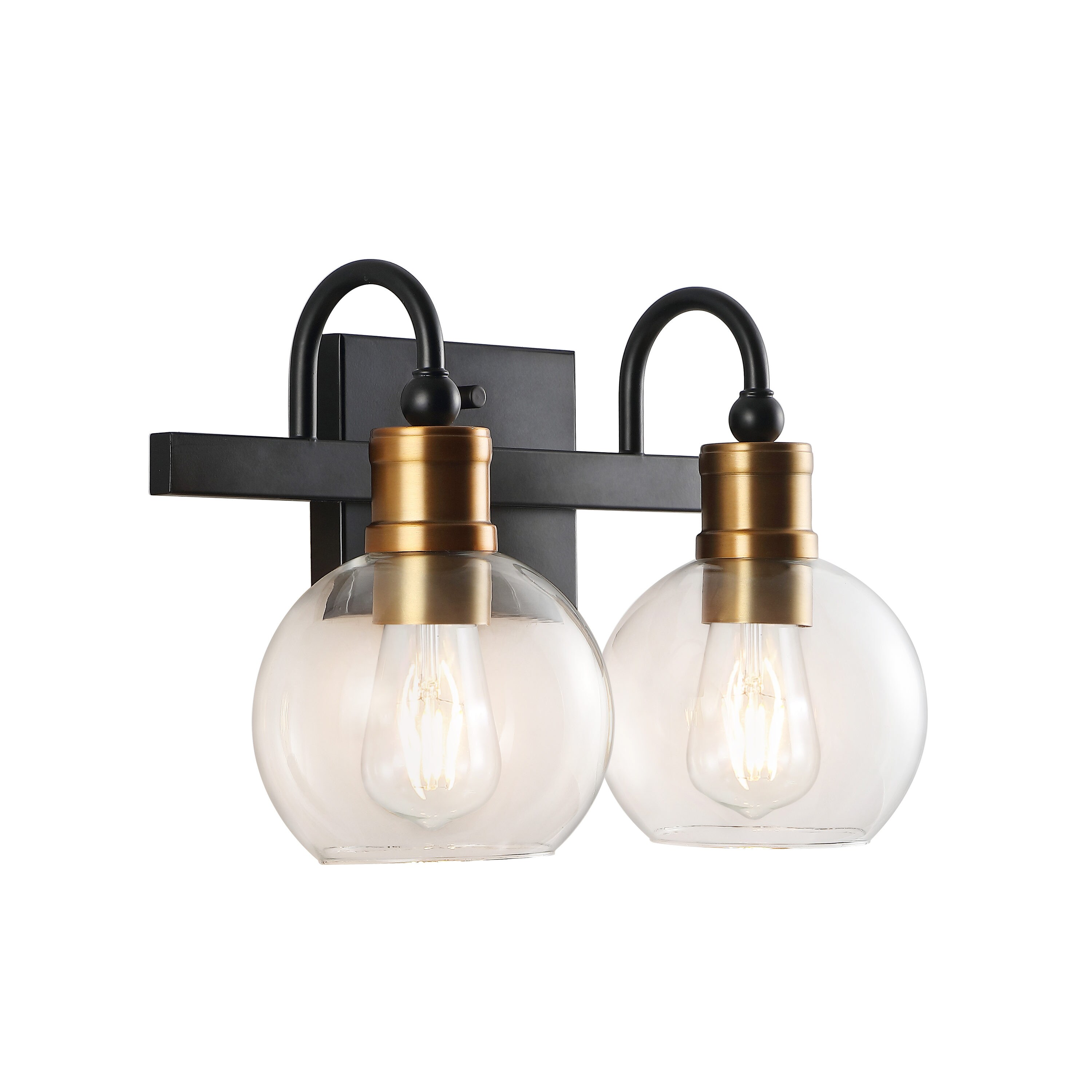 Marais 14.5" Black and Brass Iron Bathroom Vanity Light