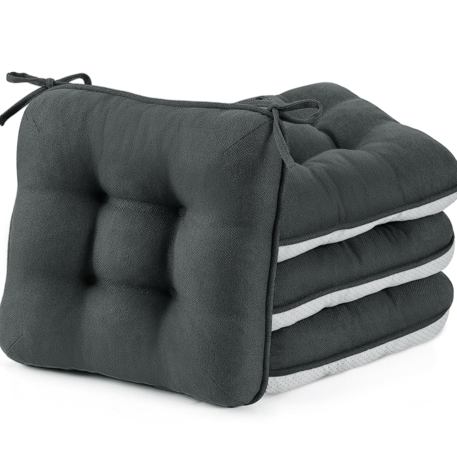 Phewnyzo  Chair Cushions Set of 4 Thick Memory Foam Seat Pads with Ties Non Slip Backing for Dining Kitchen Table Patio or Bar Chairs 16x16x3 5