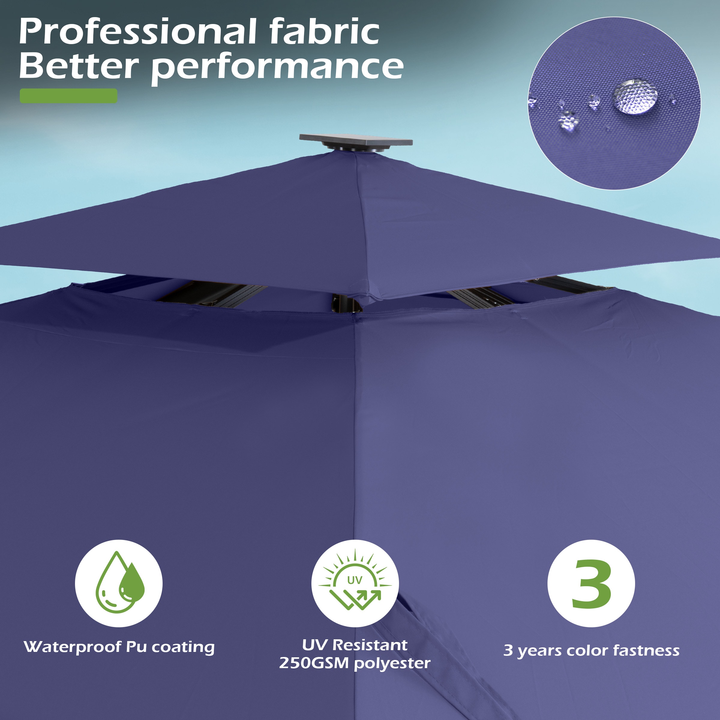 Pellebant 13-ft Aluminum Blue Slide-tilt Cantilever Patio Umbrella with ...