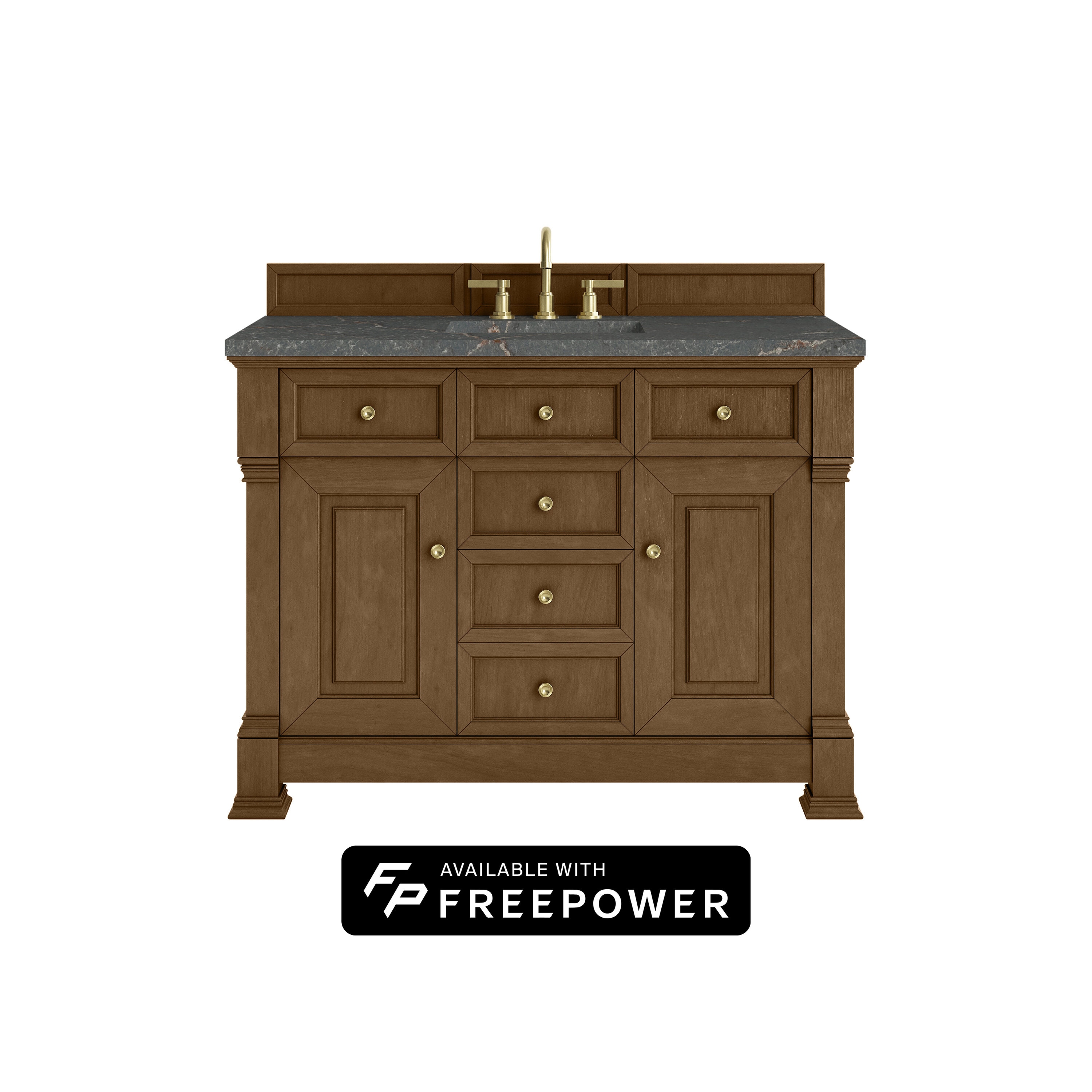 James Martin Vanities 547-V48-HNO-FPBL Brookfield 48-in Honey Oak Undermount Single Sink Bathroom Vanity with Parisien Bleu Quartz Top