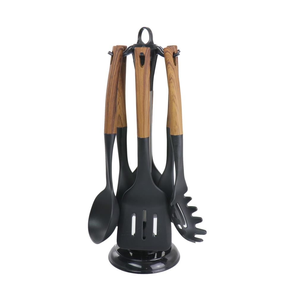 MegaChef Black Silicone and Wood Cooking Utensils, Set of 12