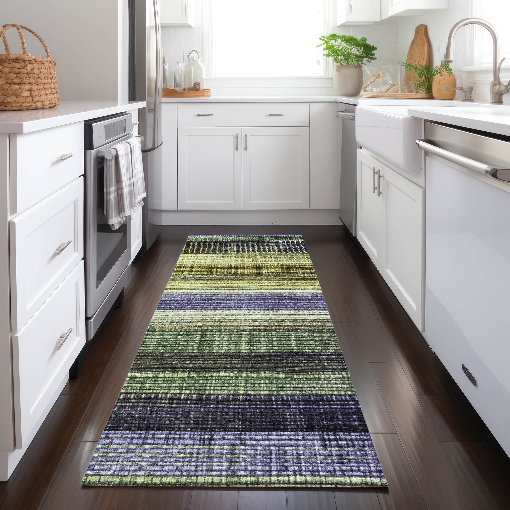 Addison Rugs ACN1873AL2X8 Chantille ACN1873AL 2 x 7 (ft) Loomed Aloe Rectangular Indoor/Outdoor Geometric Machine washable Pet Friendly Runner rug