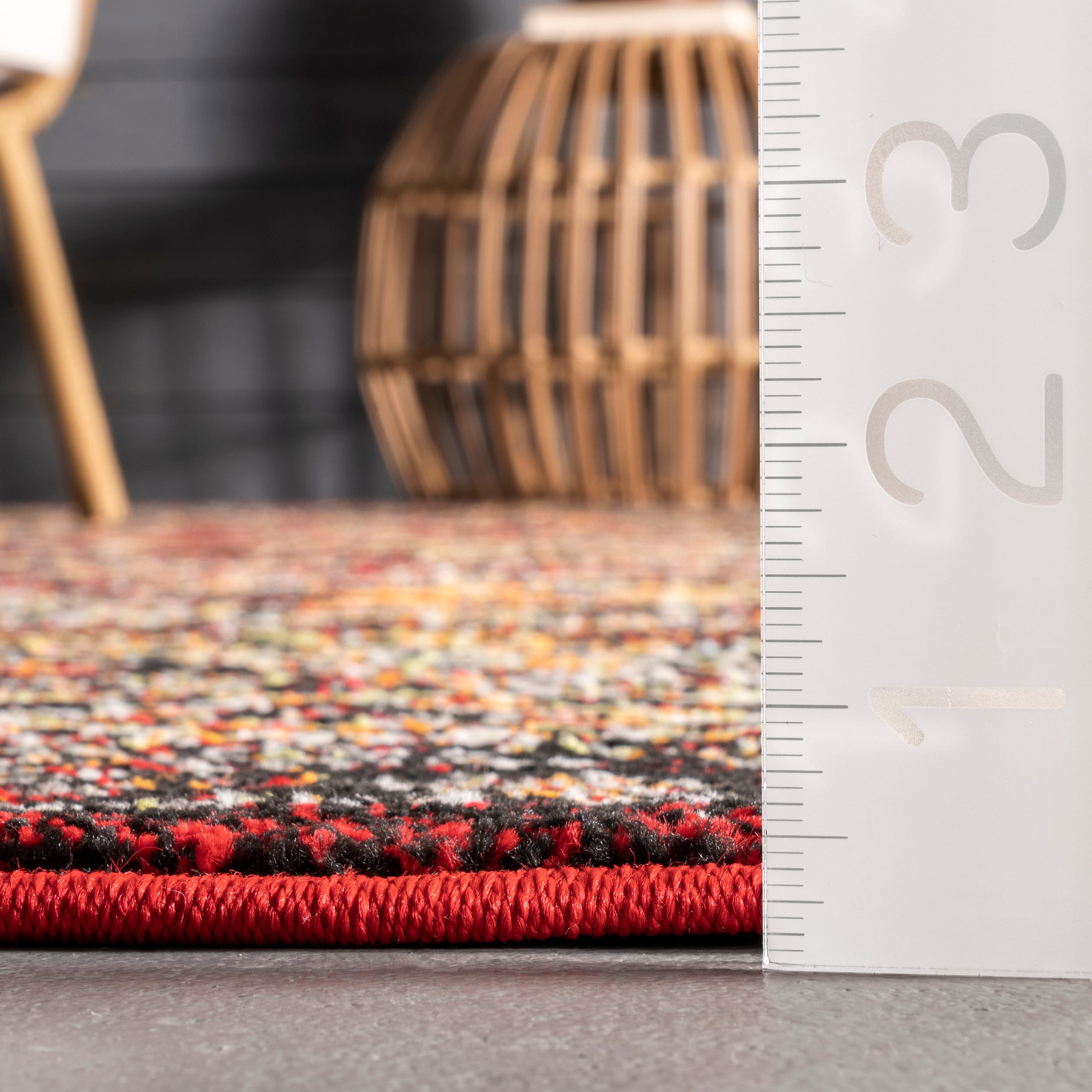 Medieval Red Round Synthetic Indoor/Outdoor Area Rug