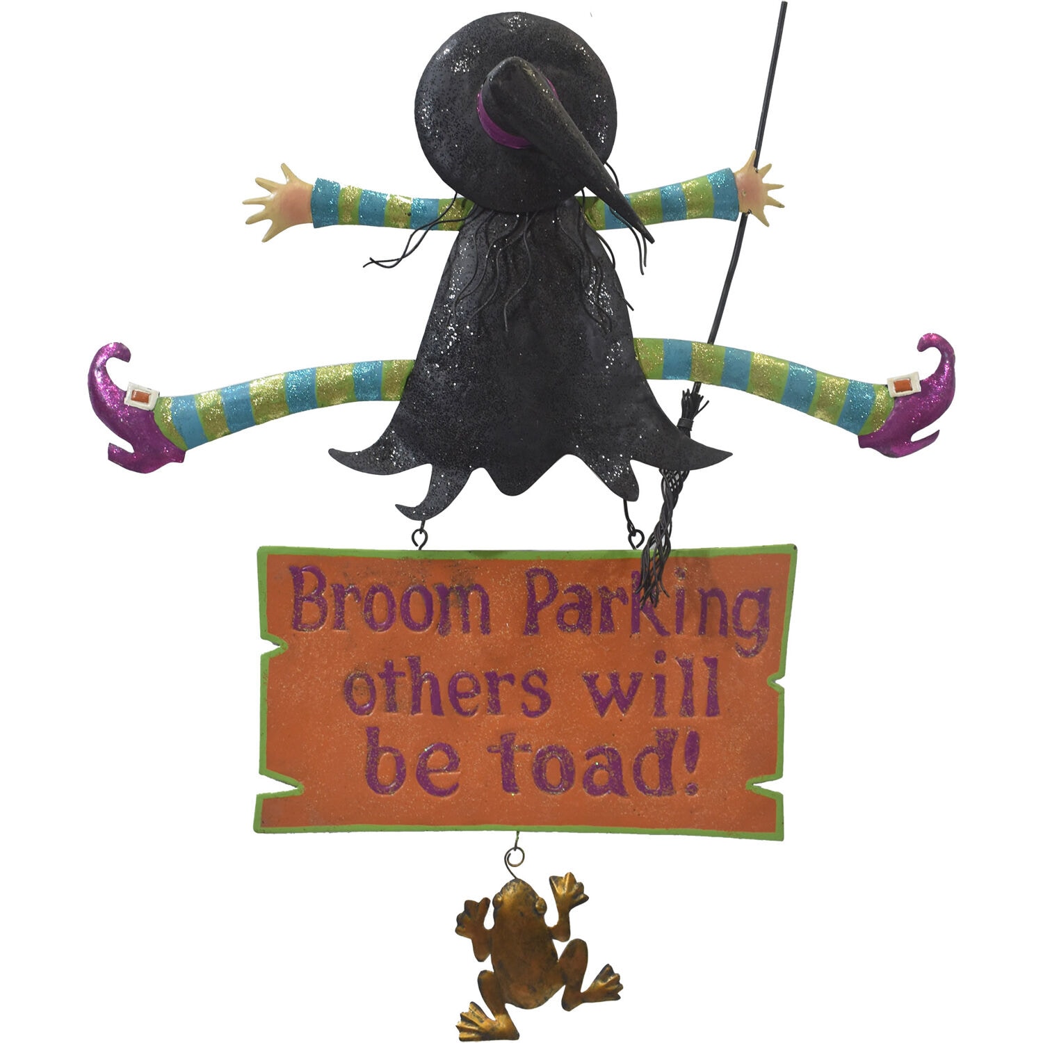 Haunted Hill Farm HHMTWITCH031-0BLK 31-Inches Hanging Witch Sign