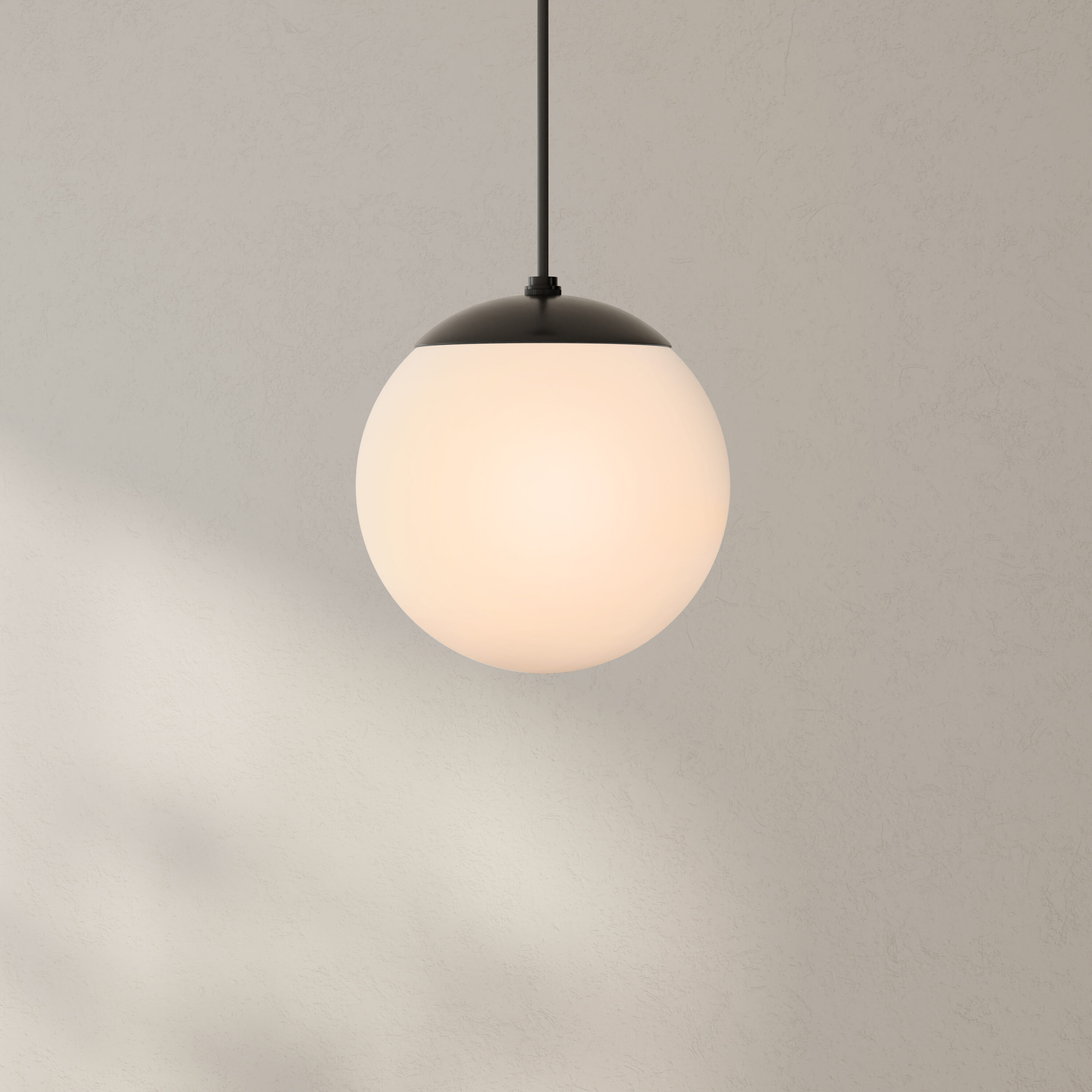 Progress Lighting P500461-31M Atwell 1 -Light Matte Black Mid-century Opal glass Globe Small Hanging Pendant light