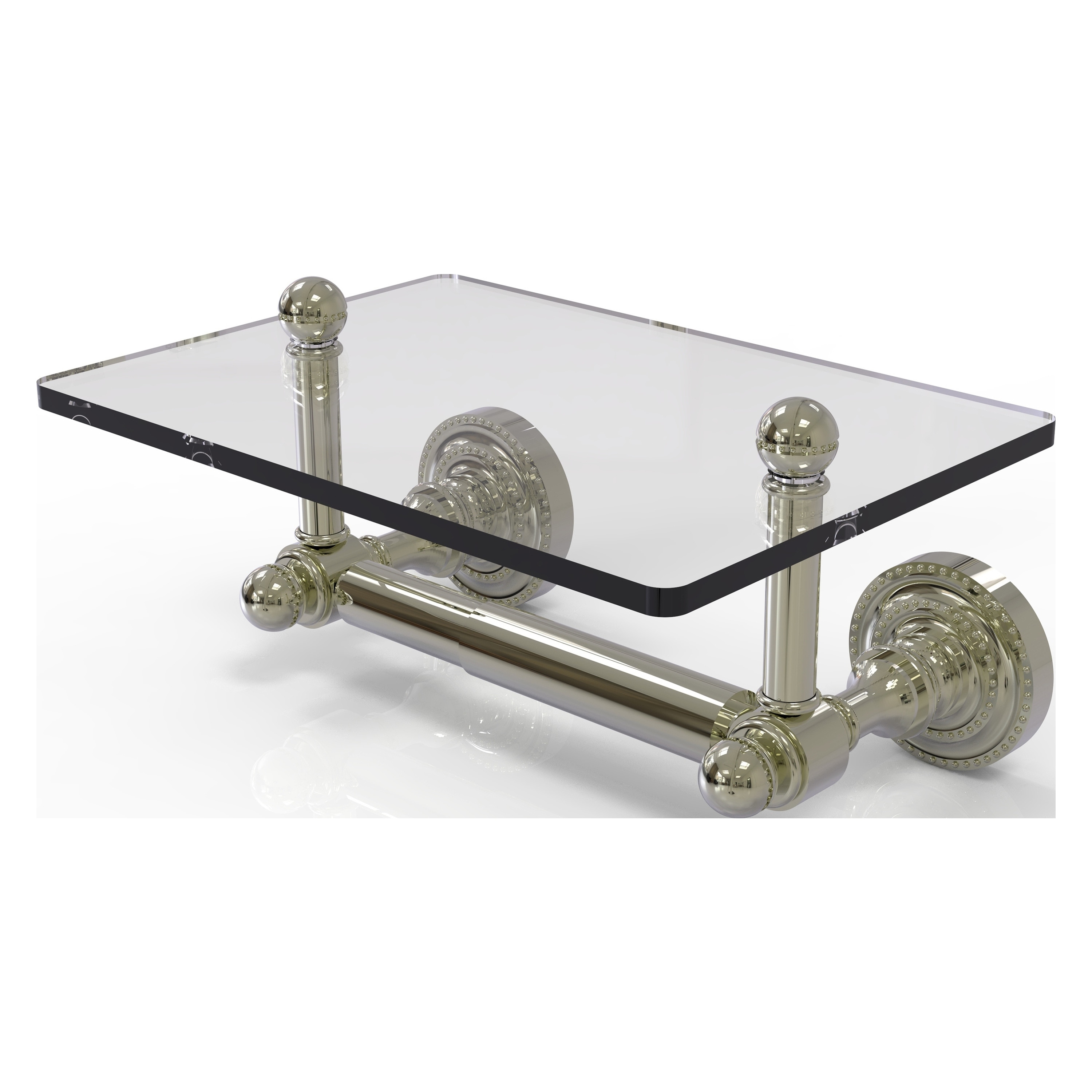 Allied Brass DT-GLT-24-PNI Dottingham Polished Nickel Wall mount Double post Toilet Paper Holder 1 -Rolls with Storage