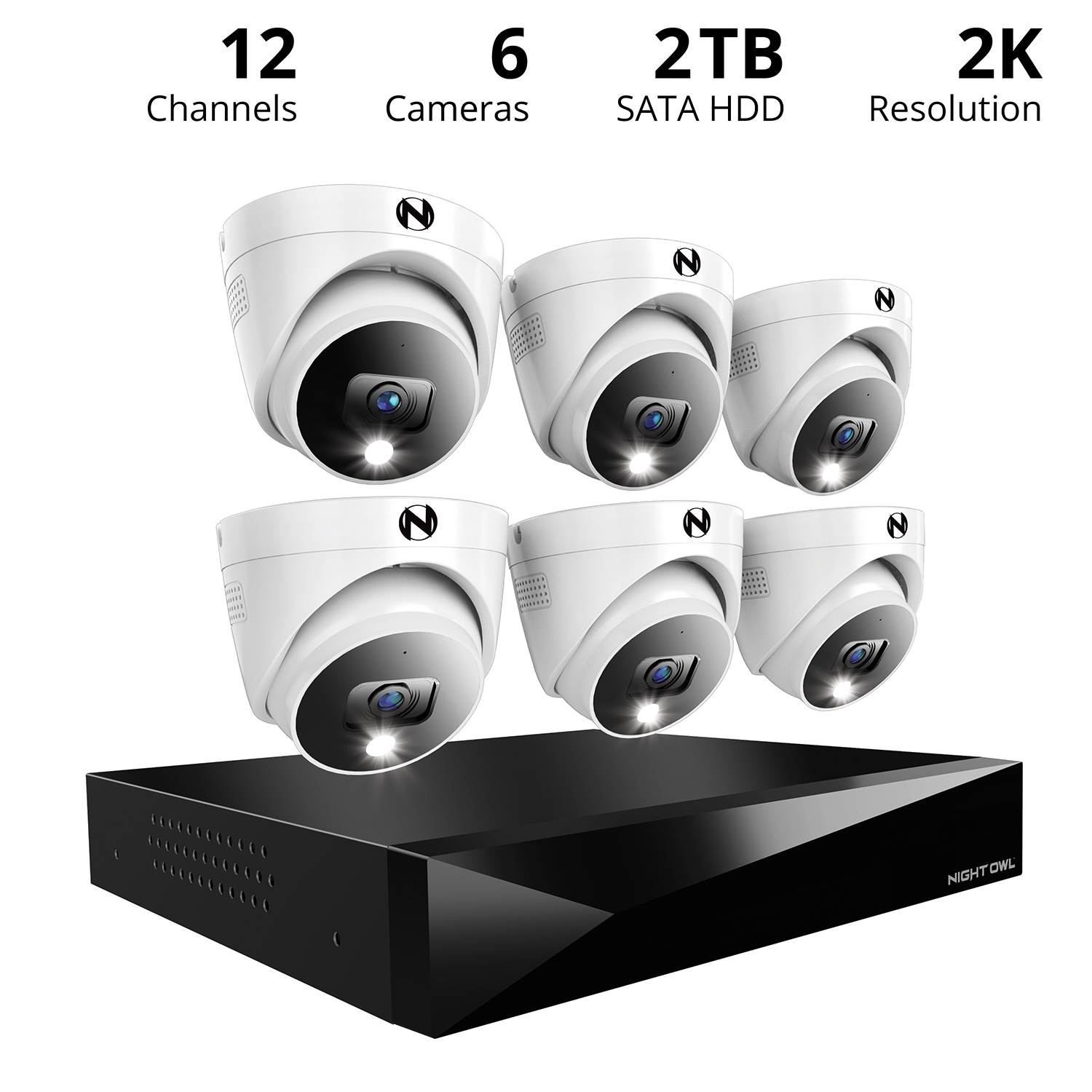 Night Owl FTD4 Indoor/Outdoor 12-Channel 6-Camera 2K Hardwired Spotlight 2Tb Hard Drive Security Camera System FTD4-82-6LDM Sansujyuku sansujyuku.com