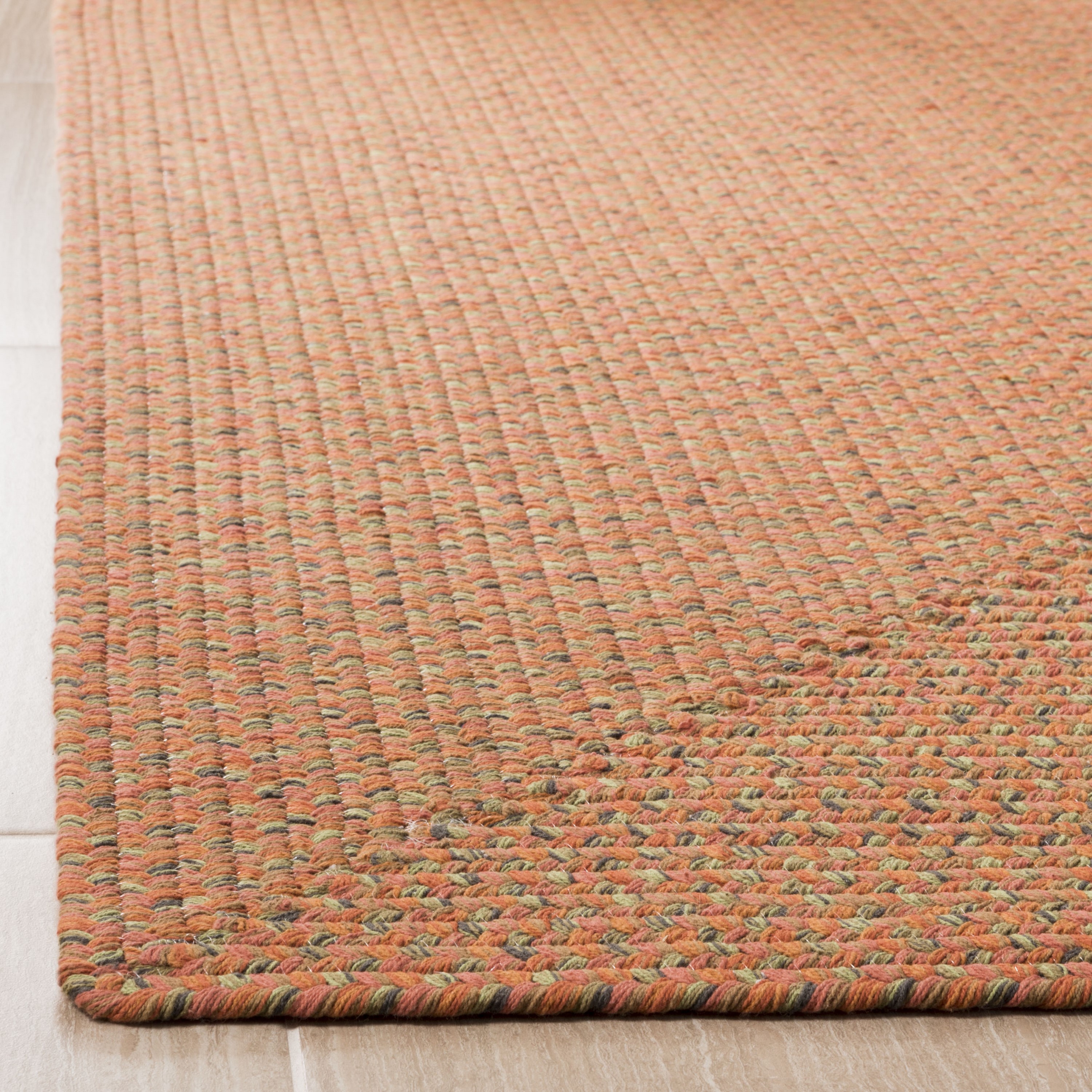 Handmade Red and Beige Braided Wool Cotton Runner Rug